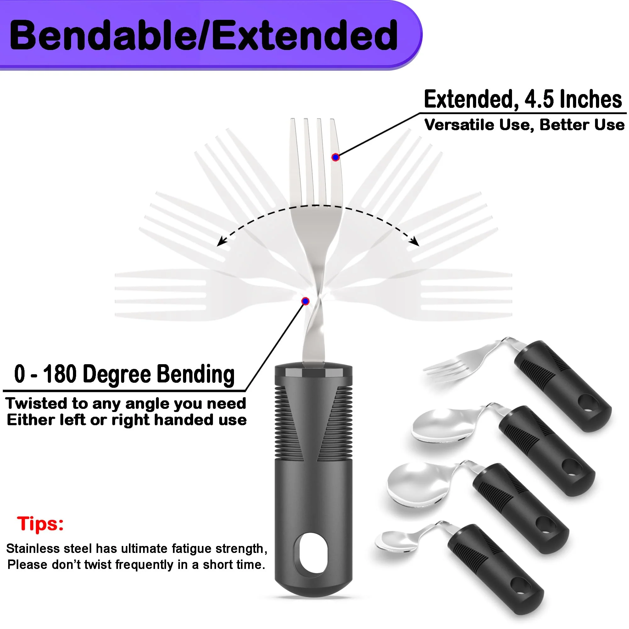 PKPKAUT Adaptive Utensils for Parkinsons Patients Elderly, Weighted Utensils for Hand Tremors, Parkinsons Eating Utensils for Disabled People, Weighted Silverware for Hand Tremors Arthritic Hands - Image 5