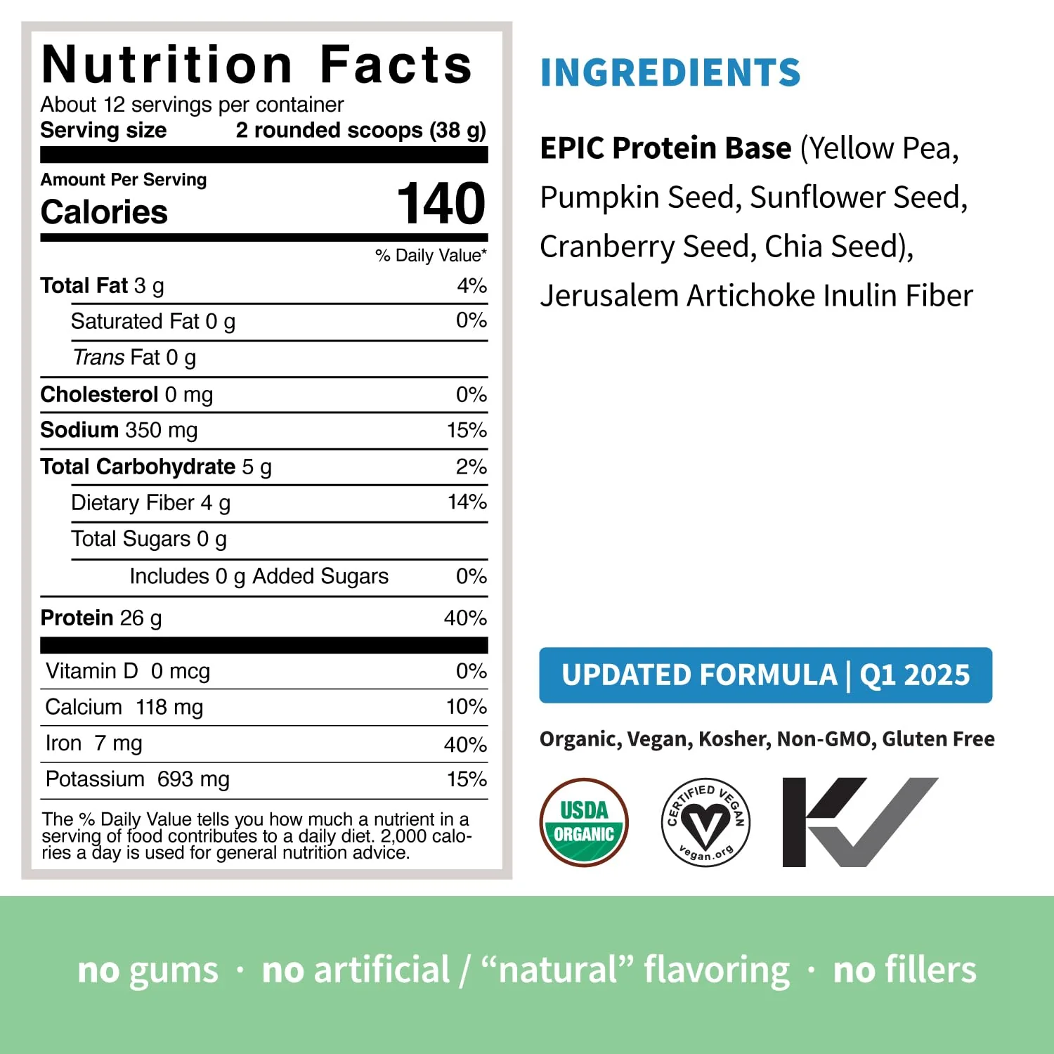 Plant Based Protein & Superfoods Powder, Original, Unflavored | Organic Protein Powder, Vegan, Non Dairy, Non-GMO, Gluten Free, Sugar Free, Perfect Keto Drink Mix (1 lb) - Image 4