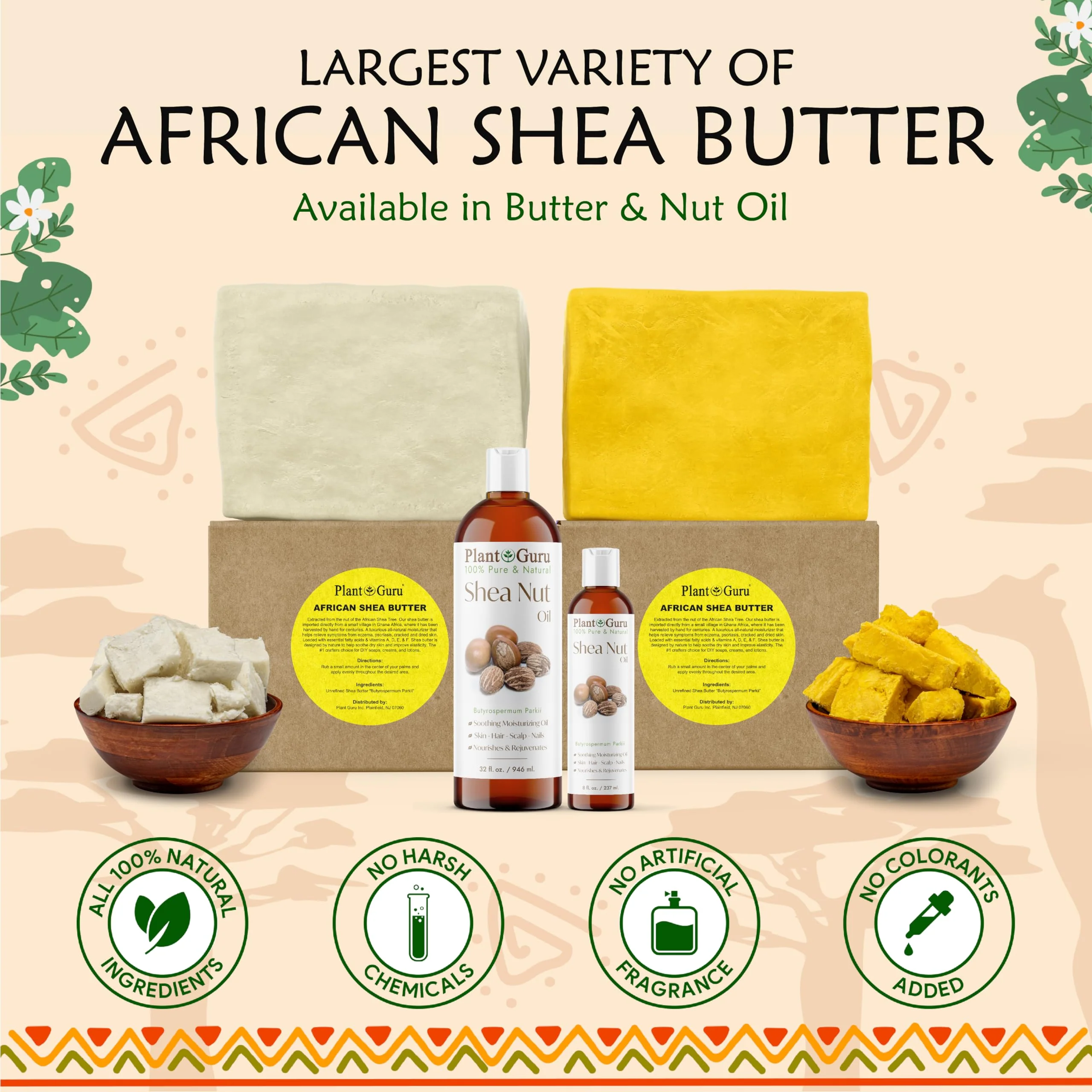 Plant Guru African Shea Nut Butter Oil 16 fl. oz. 100% Pure Natural Skin, Face, Hair Growth And Moisturizer. DIY Body Butters, Lotions, Creams, Lip Balm And Soap Making. - Image 4