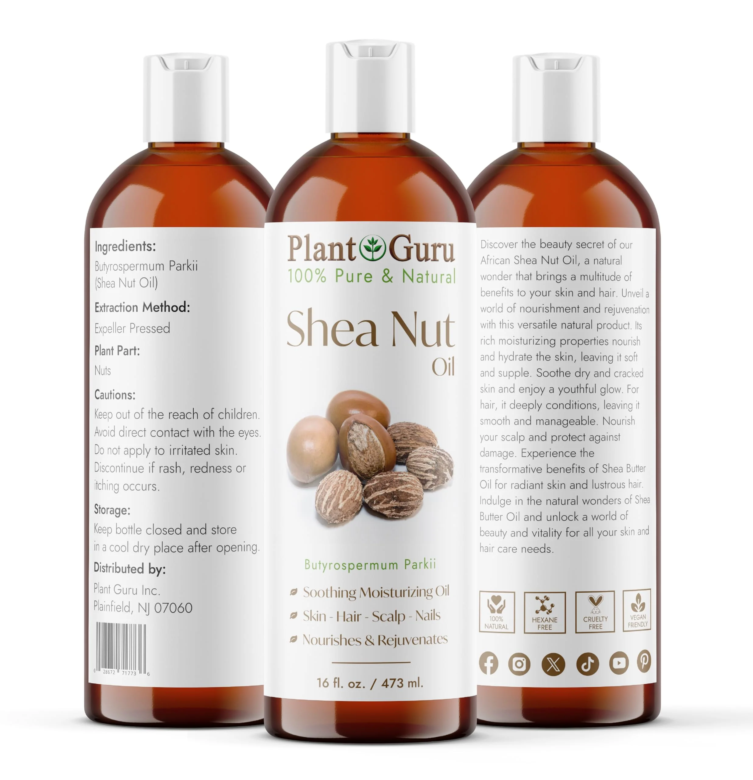 Plant Guru African Shea Nut Butter Oil 16 fl. oz. 100% Pure Natural Skin, Face, Hair Growth And Moisturizer. DIY Body Butters, Lotions, Creams, Lip Balm And Soap Making. - Image 9
