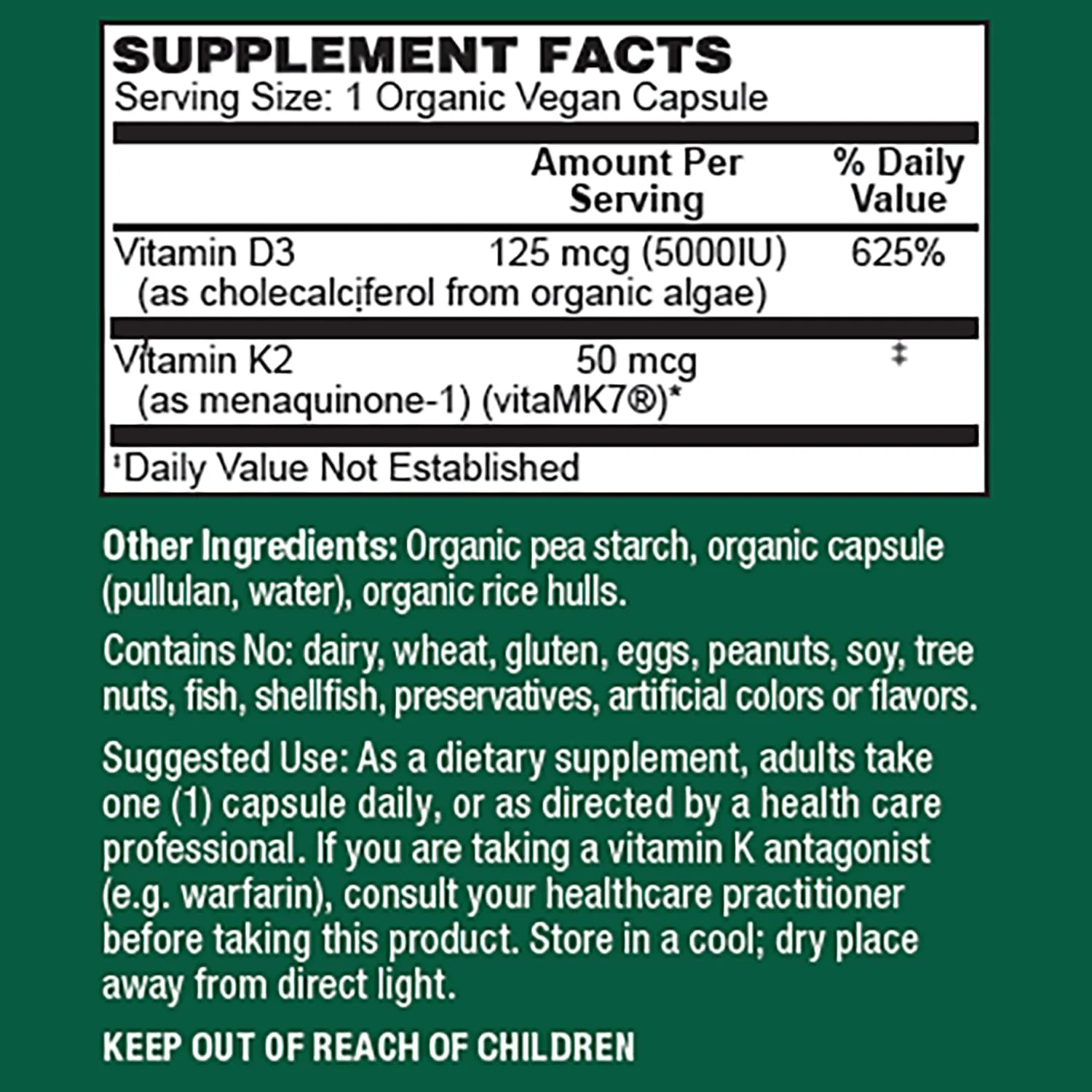 PlantFusion Organic Vegan Vitamin D3 + K2 5,000 IU, 50MCG – Vitamin D Sourced from Plant Based Lichen and Vitamin K2, for Immune Support and Bone Health - 60 Capsules - Image 4