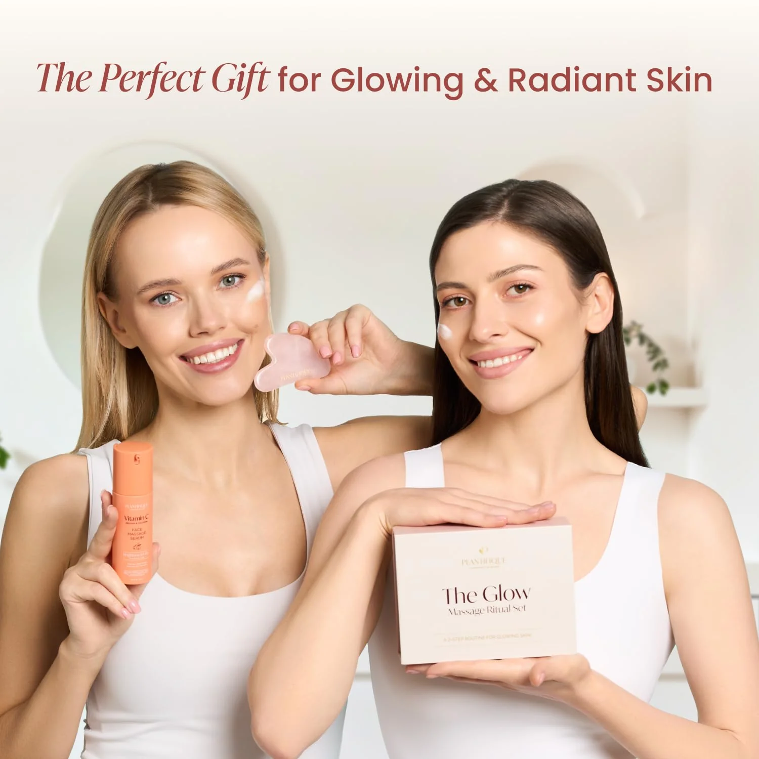PLANTIFIQUE Massage Ritual Set Premium Certified Rose Quartz Gua Sha + Vitamin C Serum Skin Care Set, Birthday Gifts for Women, Teens, Mom, Brides - Image 3