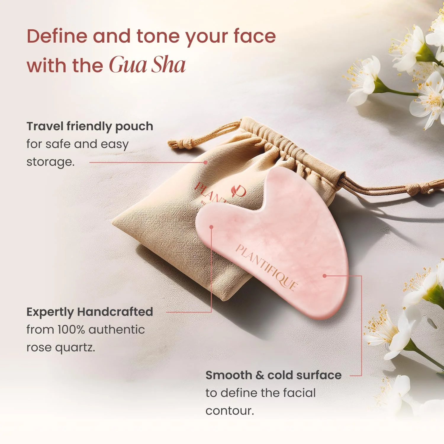 PLANTIFIQUE Massage Ritual Set Premium Certified Rose Quartz Gua Sha + Vitamin C Serum Skin Care Set, Birthday Gifts for Women, Teens, Mom, Brides - Image 5