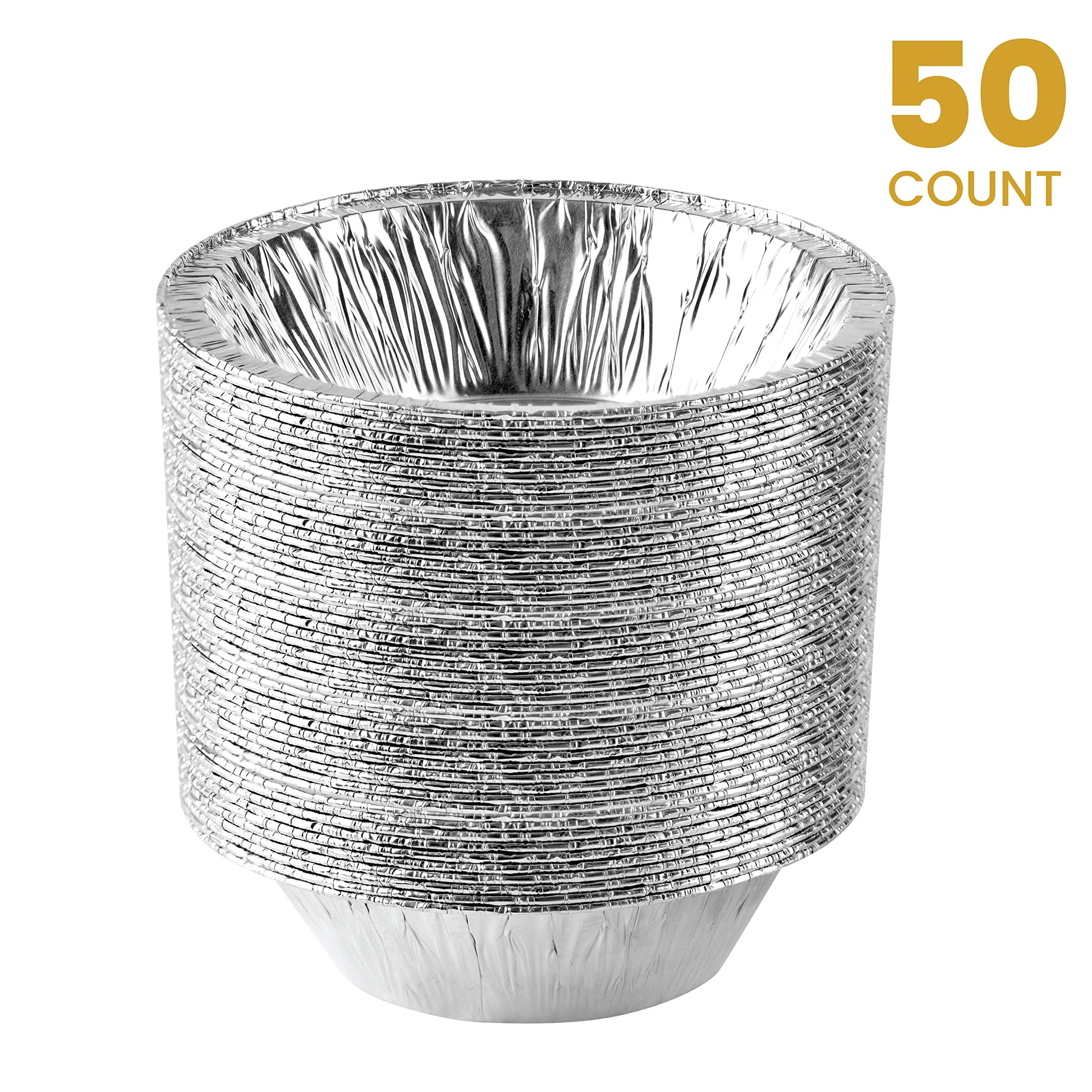 PLASTICPRO 6'' Inch Round Tin Foil Cake Pans Disposable Aluminum, Freezer & Oven Safe - For Baking, Cooking, Storage, Roasting, & Reheating, Pack of 50 - Image 4