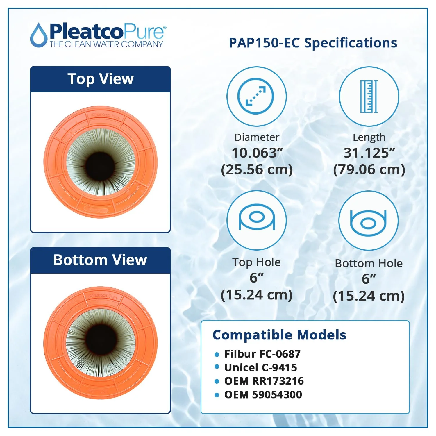 Pleatco PAP150-EC Pool Filter Cartridge Replacement for Unicel: C-9415, Filbur: FC-0687, OEM Part Numbers: R173216, 59054300, White - Image 12