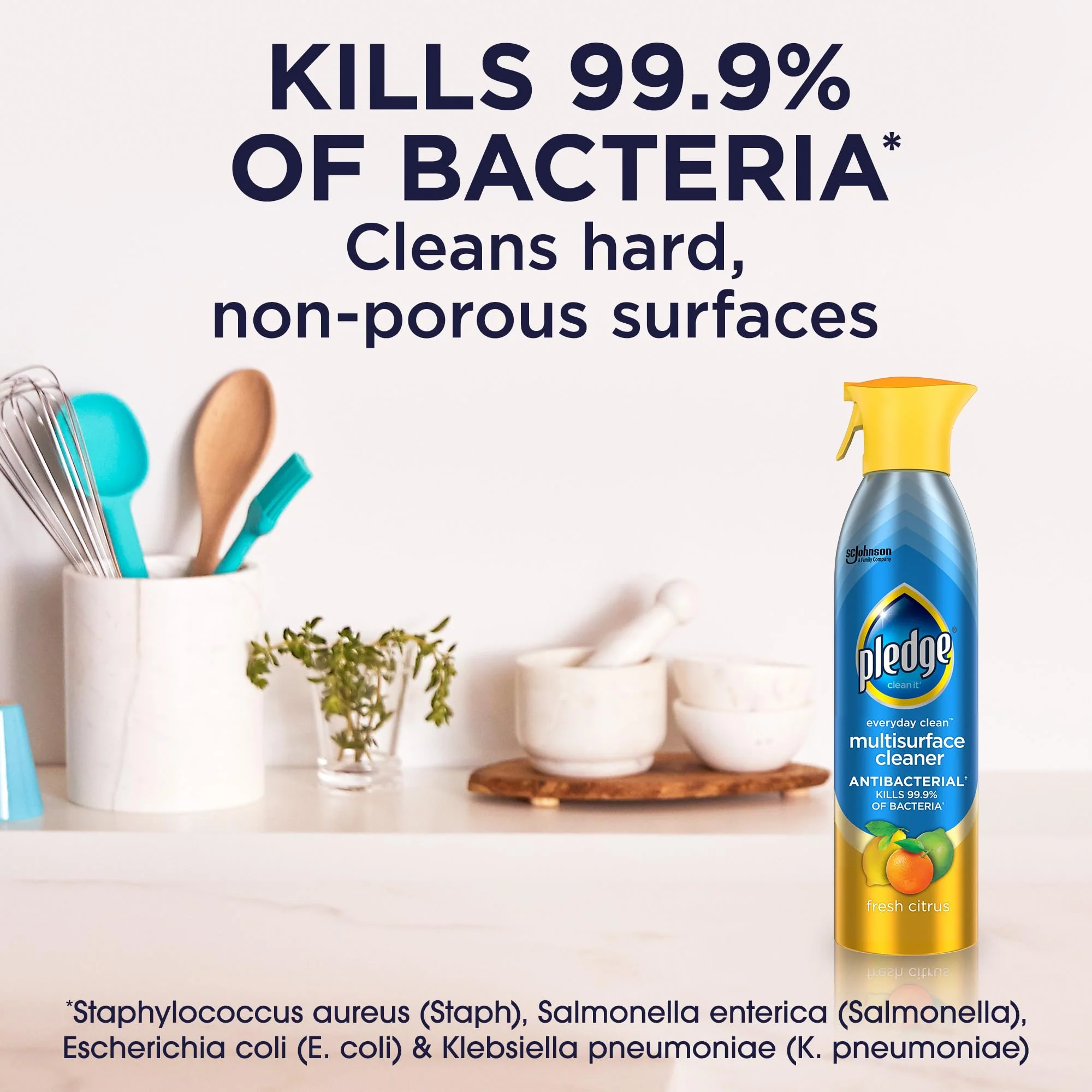 Pledge Antibacterial Multisurface Cleaner Spray, Wood Furniture, Stainless Steel, and Electronics Cleaner, Sanitizes as Cleans, Remove Dust and Messes - Fresh Citrus Scent, 9.7oz, Pack of 3 - Image 2