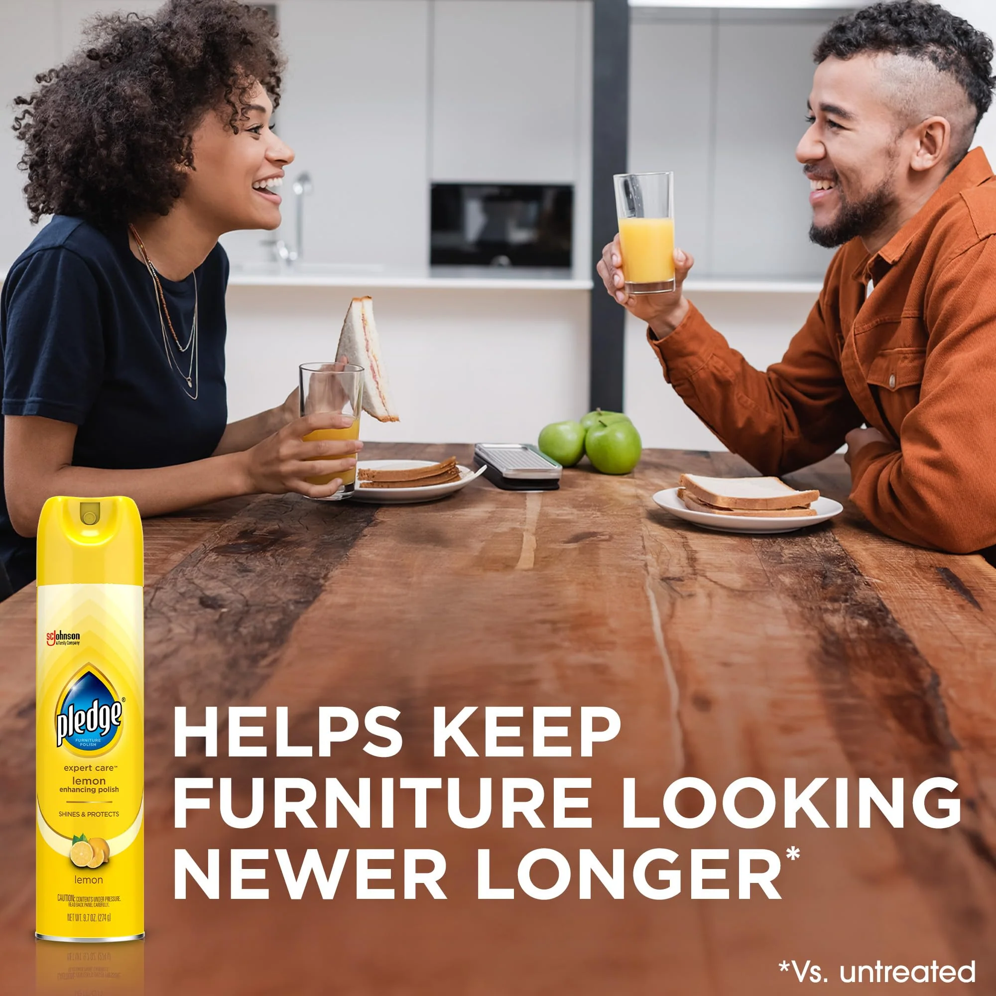 Pledge Enhancing Polish Spray, Wood Furniture & Stainless Steel Polish, Remove Dust and Fingerprints, Fast Shine and Protect, Prevent Scratches & Knicks - Lemon Scent, 9.7oz, Pack of 3 - Image 4