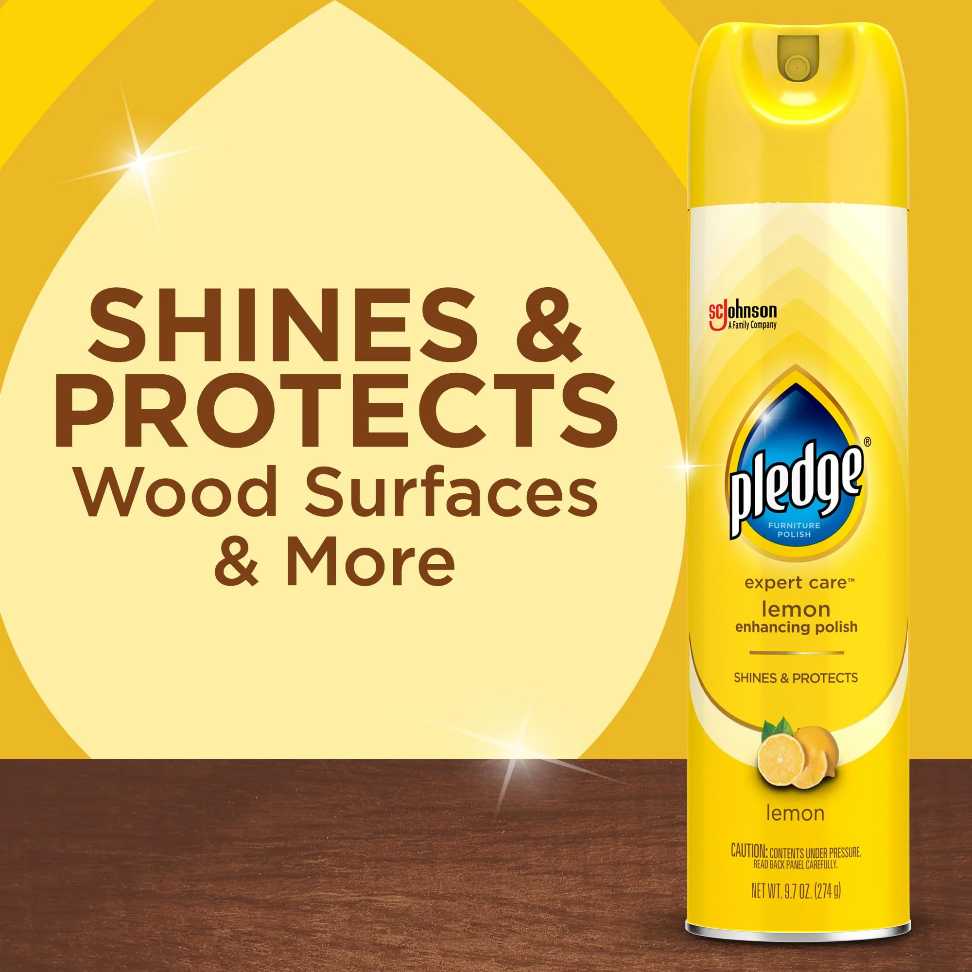 Pledge Enhancing Polish Spray, Wood Furniture & Stainless Steel Polish, Remove Dust and Fingerprints, Fast Shine and Protect, Prevent Scratches & Knicks - Lemon Scent, 9.7oz, Pack of 6 - Image 10
