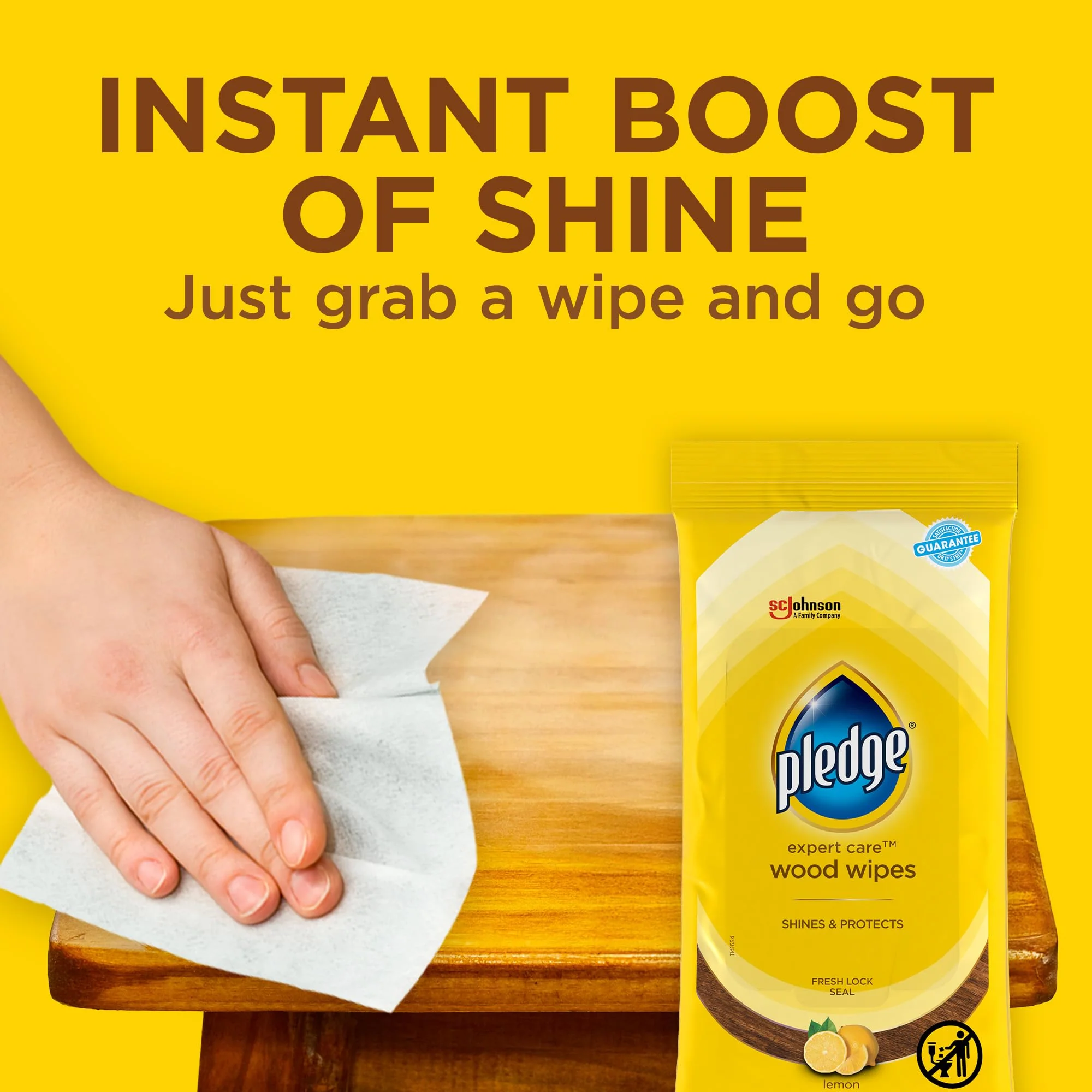 Pledge Expert Care Enhancing Wood Wipes, Lemon Scent (Pack of 6, 144 Total Count), Yellow - Image 8
