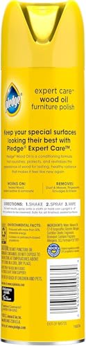 Pledge Moisturizing Wood Oil, Furniture Reviving & Protecting Conditioner and Dusting Spray, Revitalizes Wood, Sealed Leather & Laminate, Made with Mineral Oils - Amber & Argan Scent, 9.7oz, Pack of 3 - Image 2