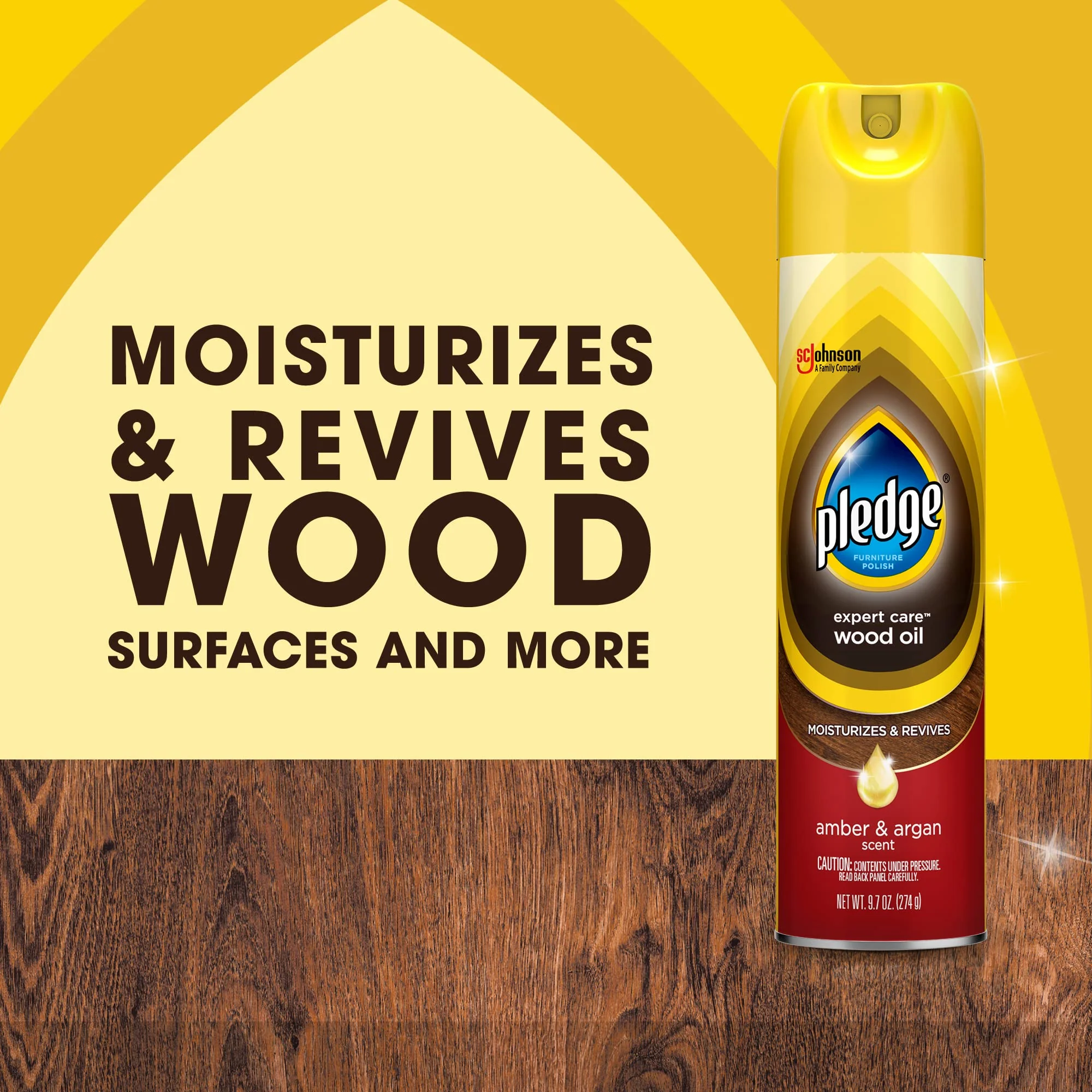 Pledge Moisturizing Wood Oil, Furniture Reviving & Protecting Conditioner and Dusting Spray, Revitalizes Wood, Sealed Leather & Laminate, Made with Mineral Oils - Amber & Argan Scent, 9.7oz, Pack of 3 - Image 9