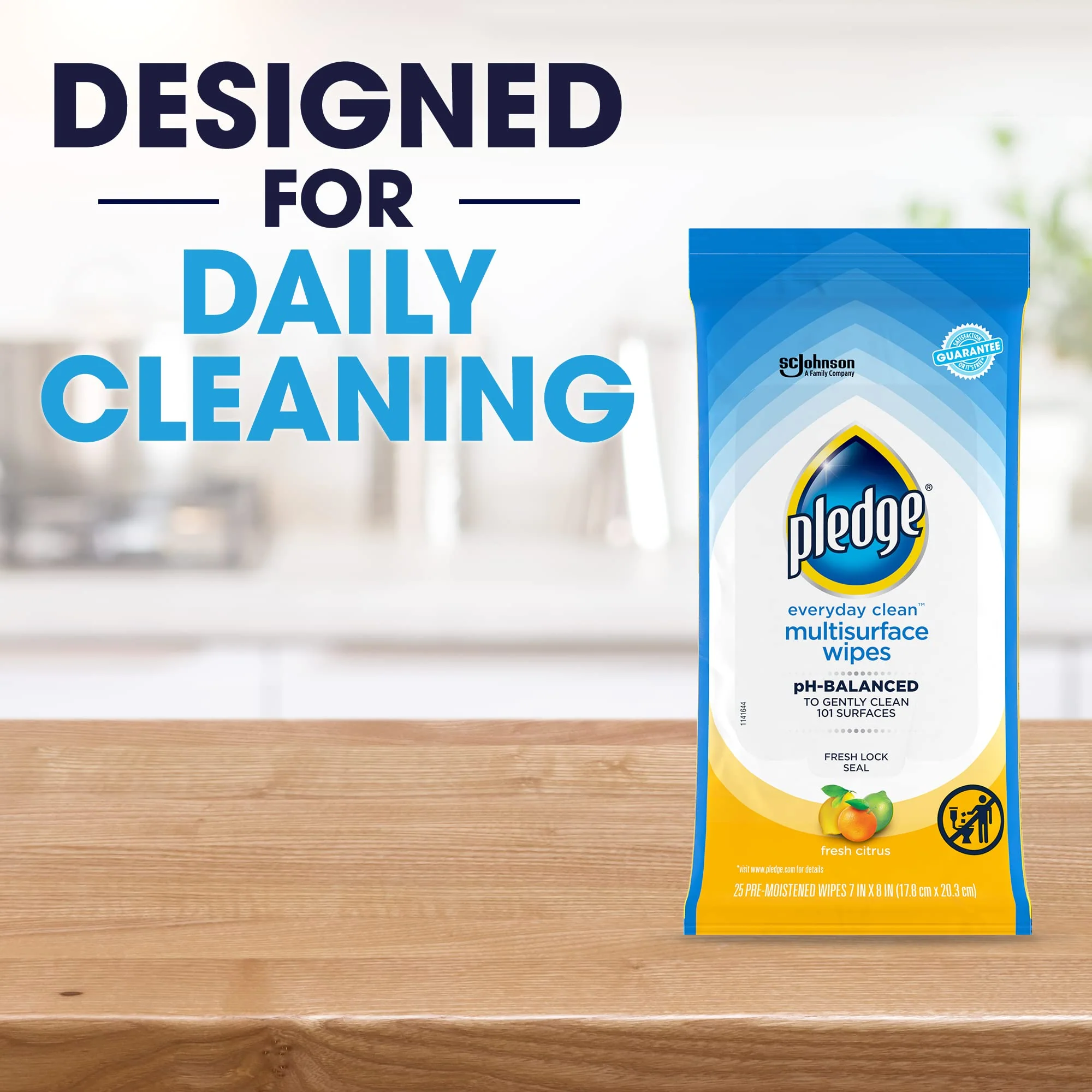 Pledge Multisurface Cleaning Wipes, pH Balanced, Fresh Citrus, 25 Count (Pack of 4, 100 Total Wipes) - Image 5