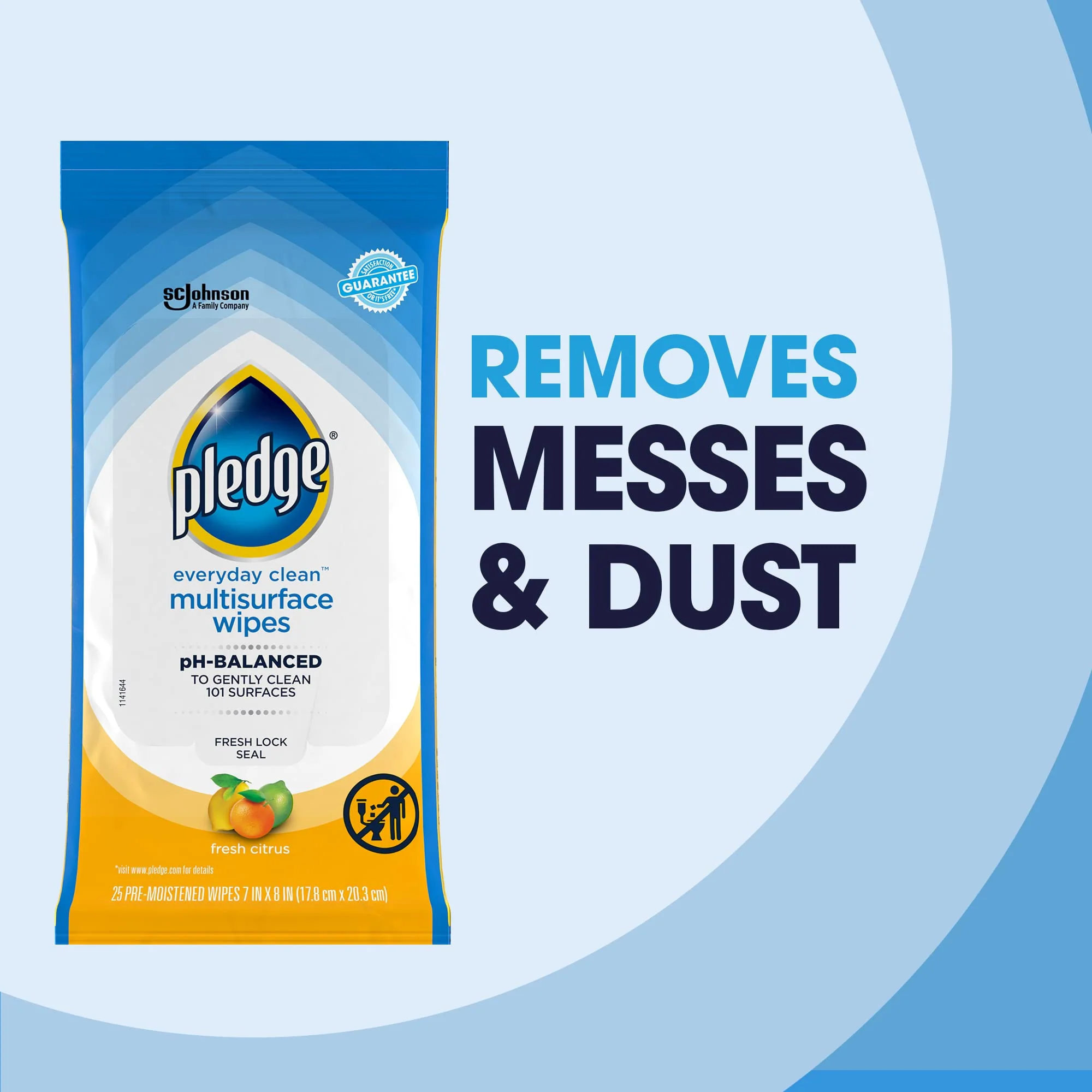 Pledge Multisurface Cleaning Wipes, pH Balanced, Fresh Citrus, 25 Count (Pack of 4, 100 Total Wipes) - Image 8