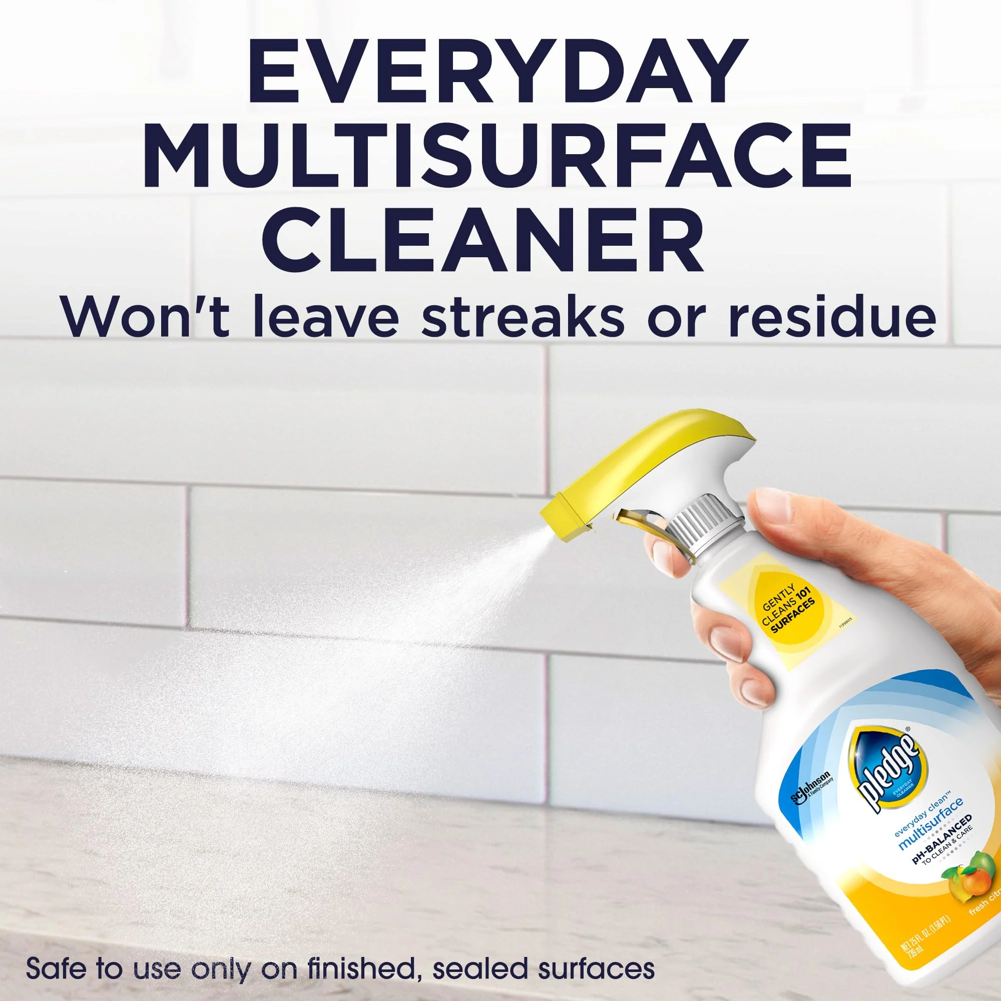 Pledge pH-Balanced Multisurface Cleaner Spray for Everyday Care, Fresh Citrus Scent, 25oz (Pack of 3) - Image 5