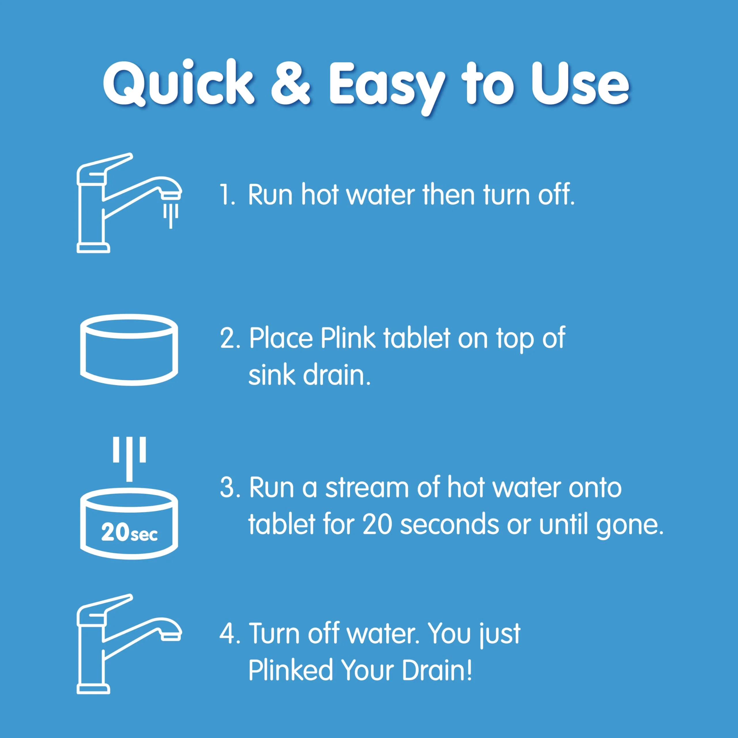 Plink Fizzy Drain Cleaner and Freshener, Prevents Drain Clogs and Buildup, Removes Odors from Bathroom and Kitchen Sinks, Septic-Friendly, Made in the USA, Lemon Scent, 18 Tablets - Image 6