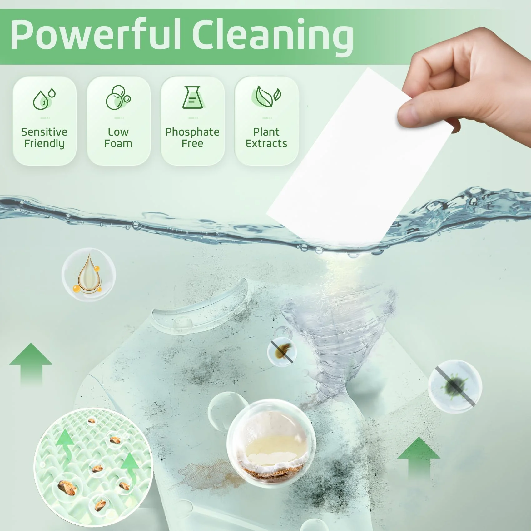 Poesie Laundry Detergent Sheets Fragrance Free Non-Plastic Precut Zero Waste 160 Count Liquidless Washing Strips for Home Dorm Travel Camping Hiking Portable - Image 4