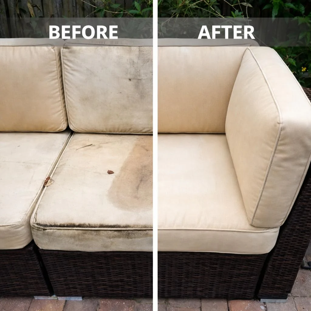 POFL Outdoor Fabric & Furniture Cleaner – Mold & Mildew Stain Remover for Patio Cushions, Wicker, Teak, Aluminum & Marine Seating – 25.36 fl oz - Image 5
