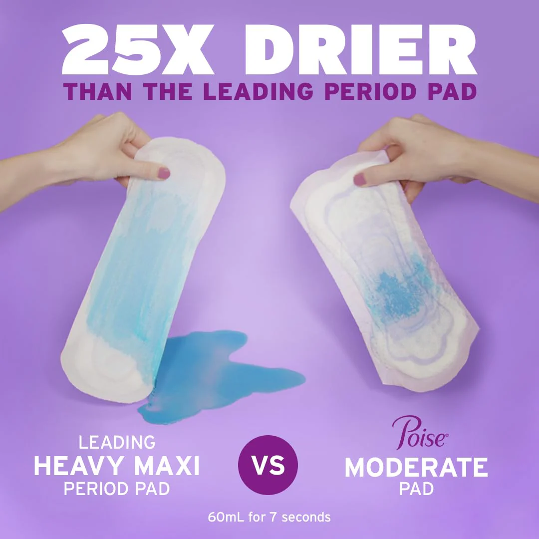 Poise Incontinence Pads & Postpartum Incontinence Pads, 5 Drop Maximum Absorbency, Long Length, 120 Count (2 Packs of 60), Packaging May Vary - Image 5