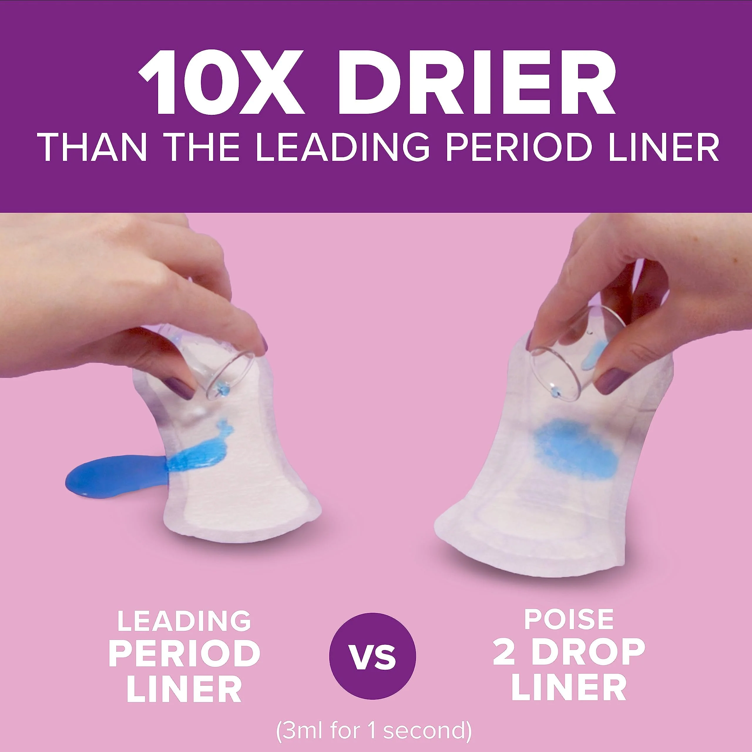 Poise Panty Liners, Very Light Absorbency, 48 Count, Pack of 2 | 2 Drop | Regular Size | For Incontinence - Image 3