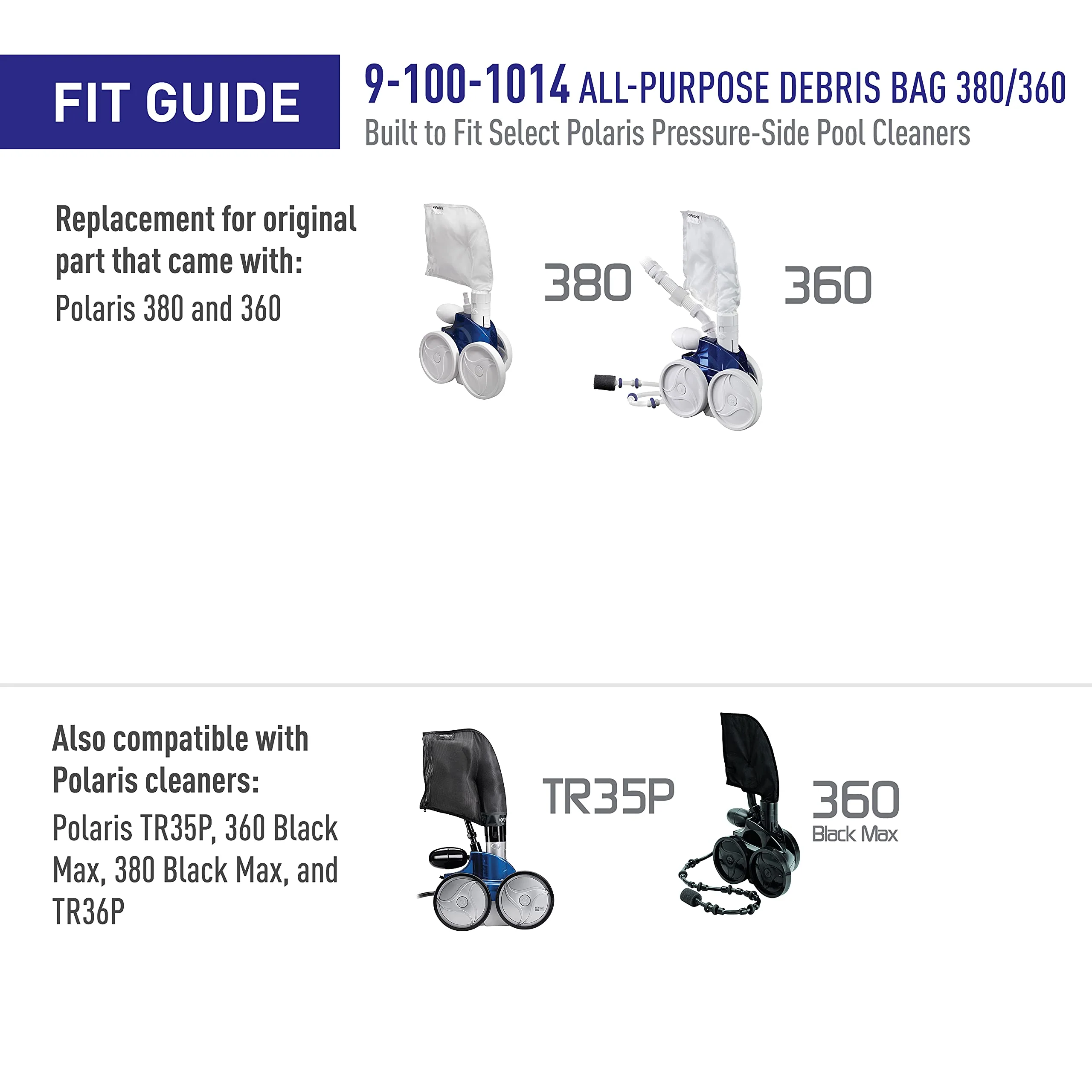 Polaris Genuine Parts 9-100-1014 All Purpose Bag Replacement for Pressure-Side Pool Cleaners 380, 380 Black Max, 360, 360 Black Max - Image 3