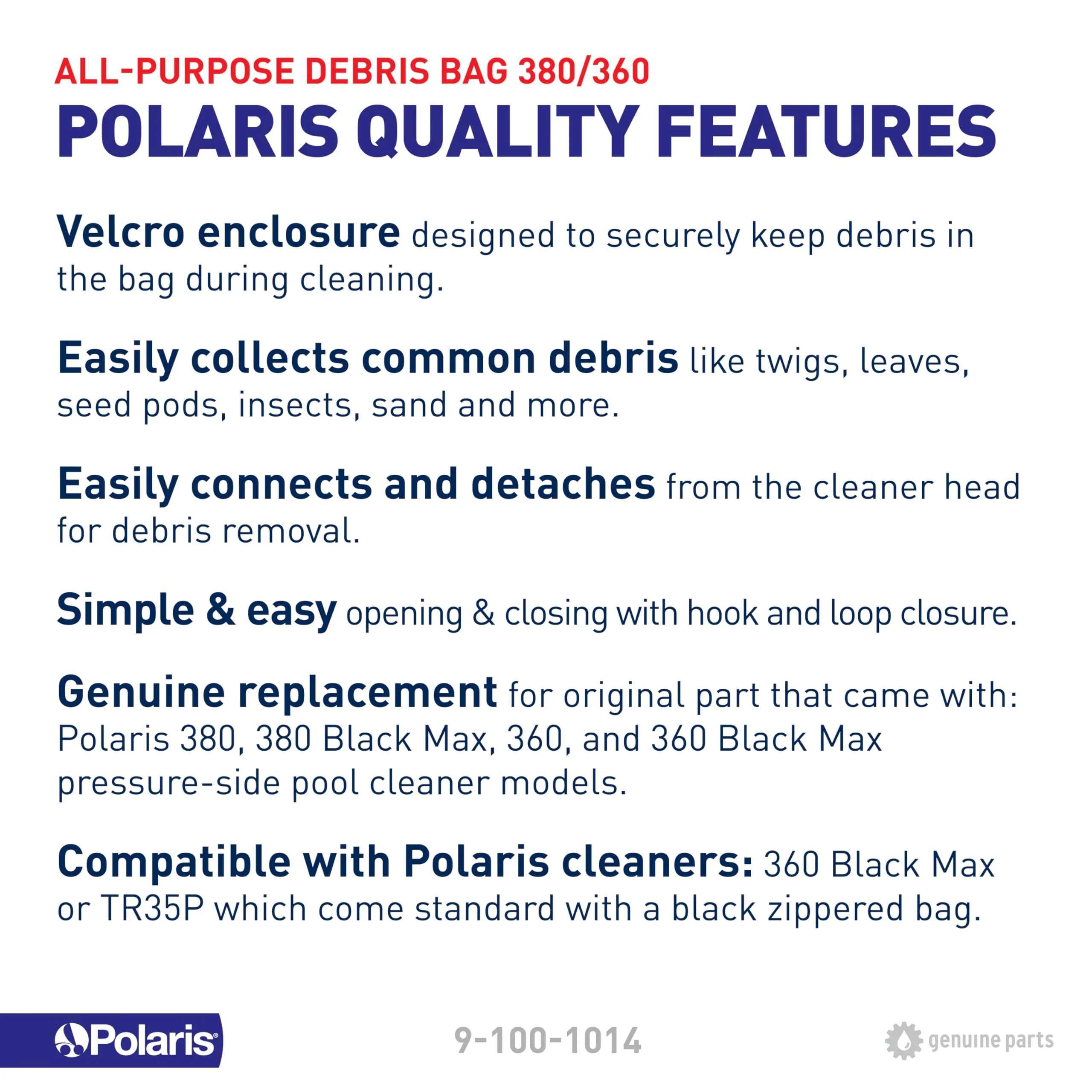 Polaris Genuine Parts 9-100-1014 All Purpose Bag Replacement for Pressure-Side Pool Cleaners 380, 380 Black Max, 360, 360 Black Max - Image 4