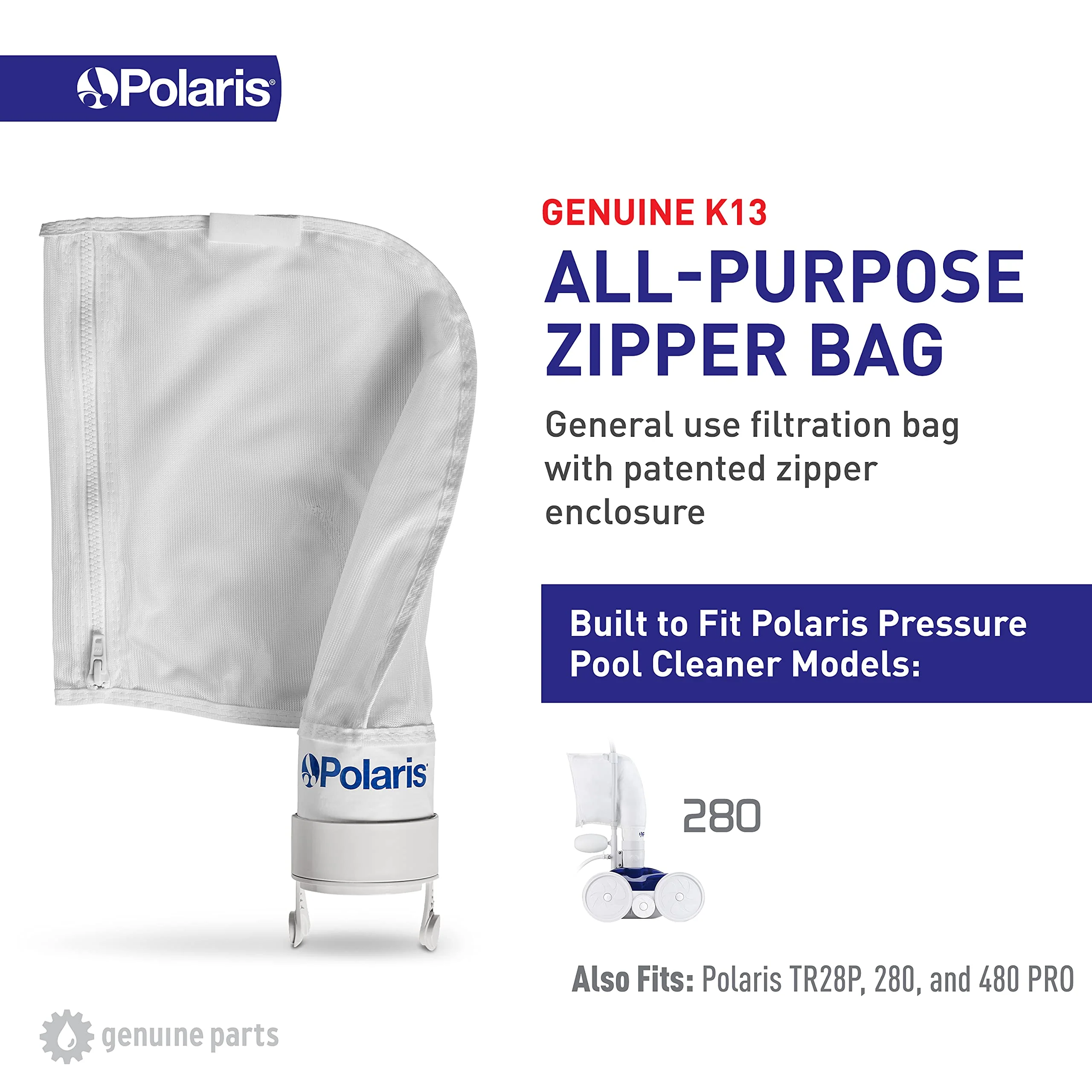 Polaris Genuine Parts K13 All-Purpose Zipper Replacement Debris Bag, for Automatic Pressure Pool Cleaner Vac-Sweep 280 - Image 5