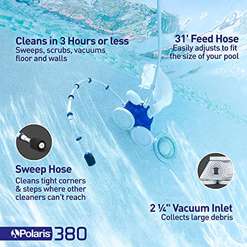 Polaris Vac-Sweep 380 Pressure Inground Pool Cleaner, Triple Jet Powered, 31ft of Hose with a Single Chamber Debris Bag - Image 6