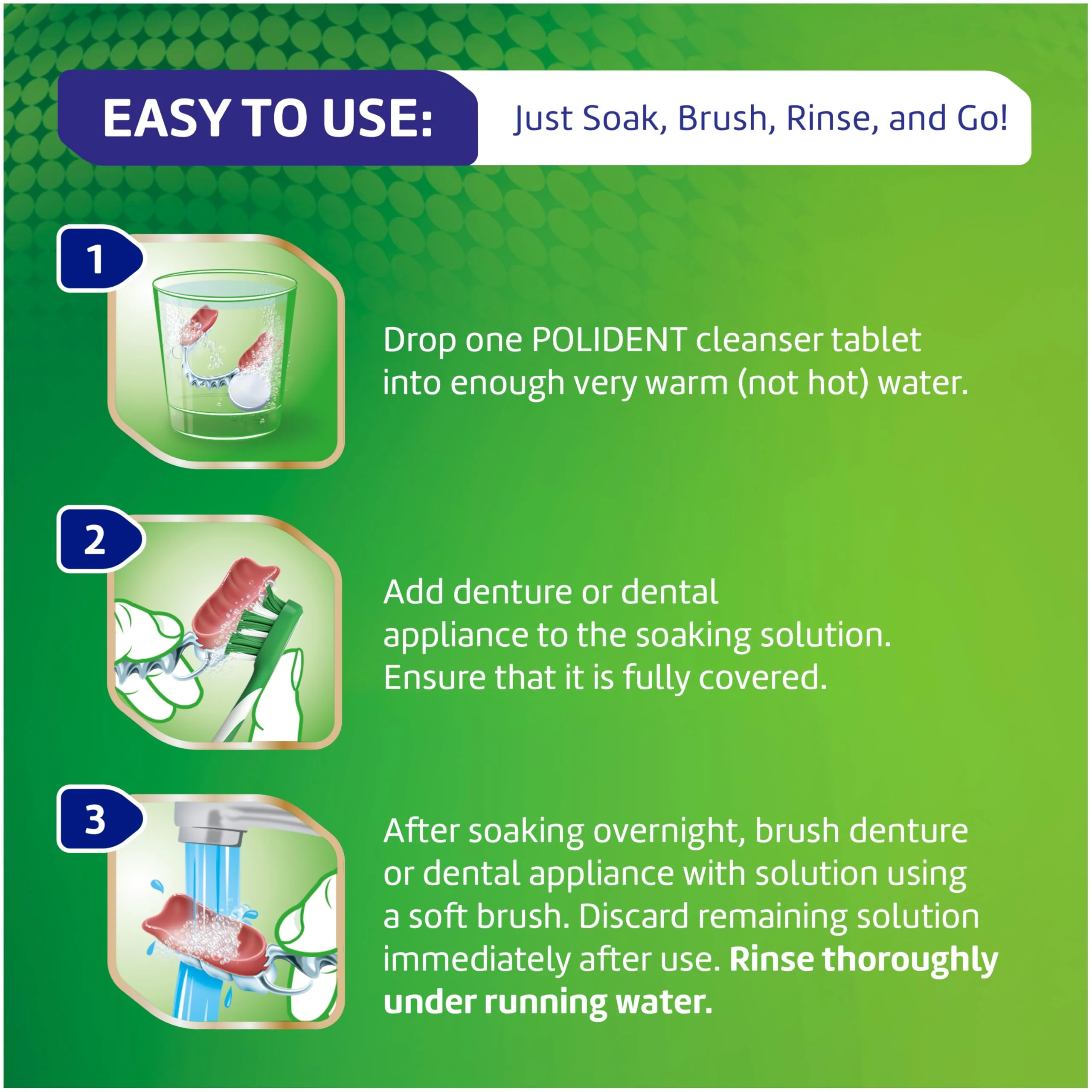 Polident Overnight Whitening Antibacterial Dental Appliance Cleanser Tablets, 90 Count (2 Pack) - Image 7