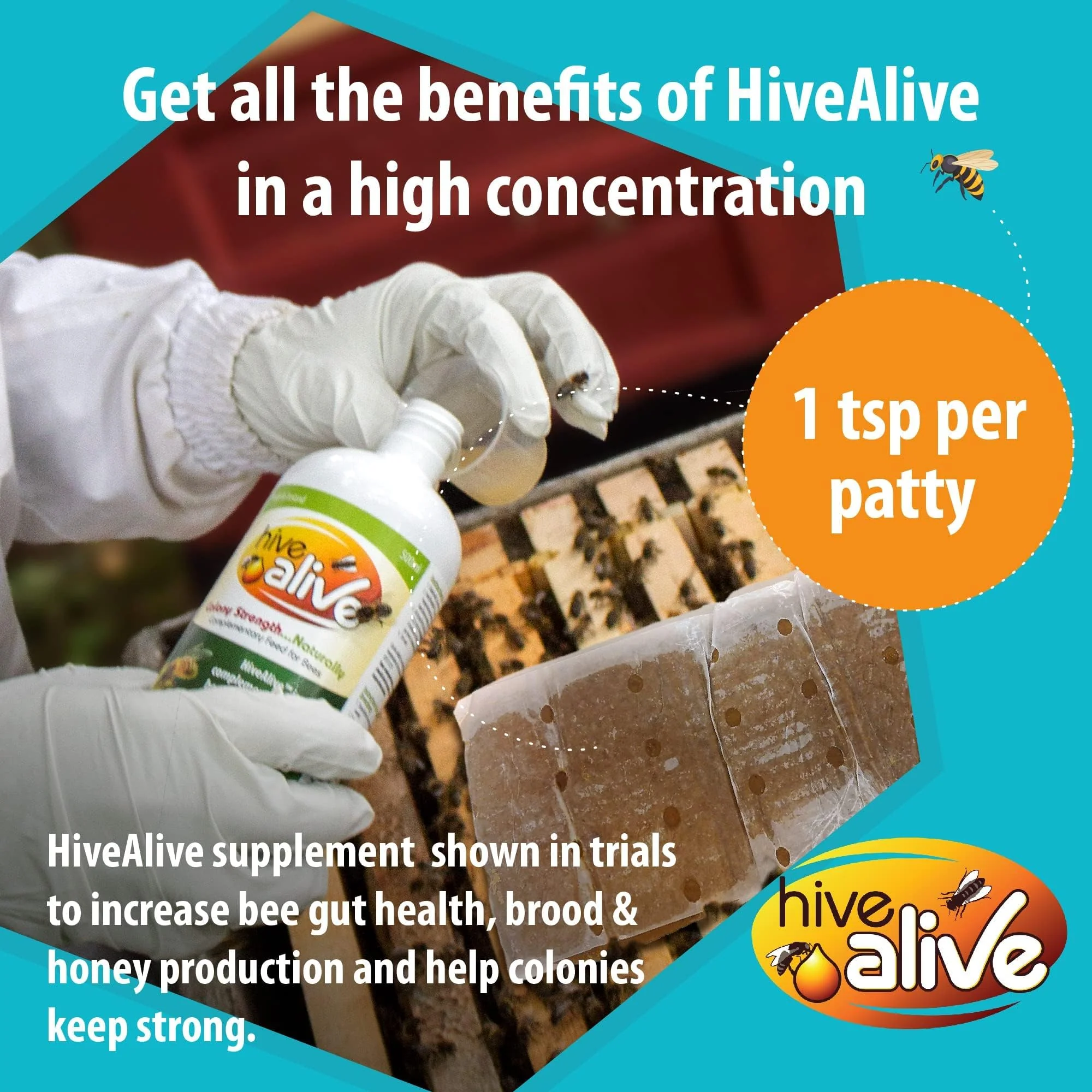Pollen Patties for Honey Bees - 2lb (2x1lb) Bee Food with 15% Real USA Pollen, Full Dose of Hive Alive Concentrate, Seaweed Micronutrients, and Amino Acids - HiveAlive Feeding Program - Image 5