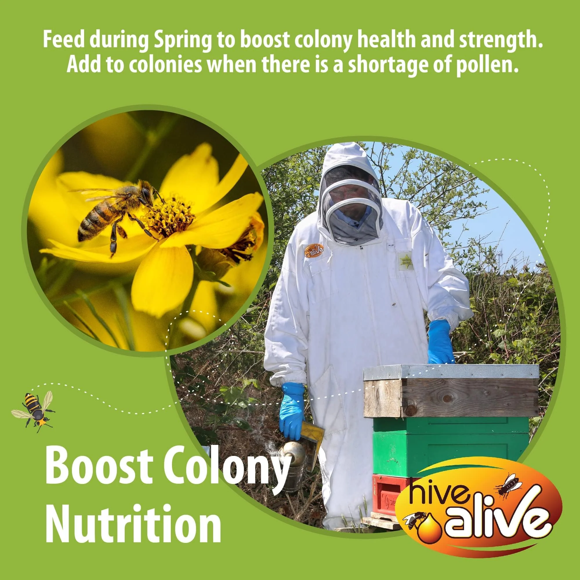 Pollen Patties for Honey Bees - 2lb (2x1lb) Bee Food with 15% Real USA Pollen, Full Dose of Hive Alive Concentrate, Seaweed Micronutrients, and Amino Acids - HiveAlive Feeding Program - Image 6