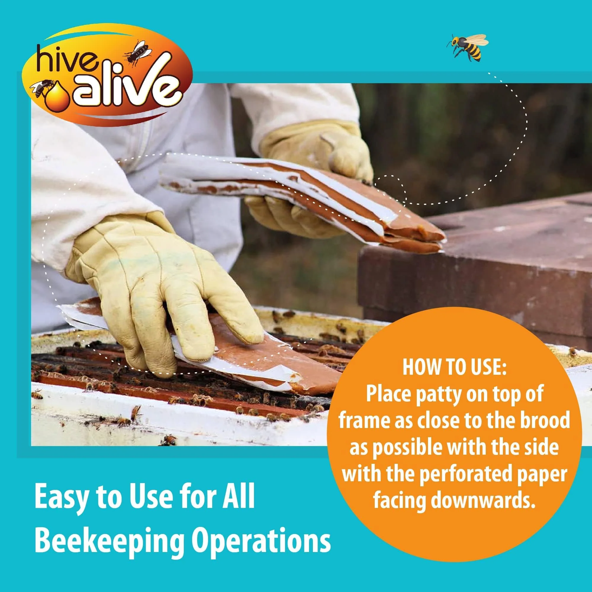 Pollen Patties for Honey Bees - 2lb (2x1lb) Bee Food with 15% Real USA Pollen, Full Dose of Hive Alive Concentrate, Seaweed Micronutrients, and Amino Acids - HiveAlive Feeding Program - Image 7