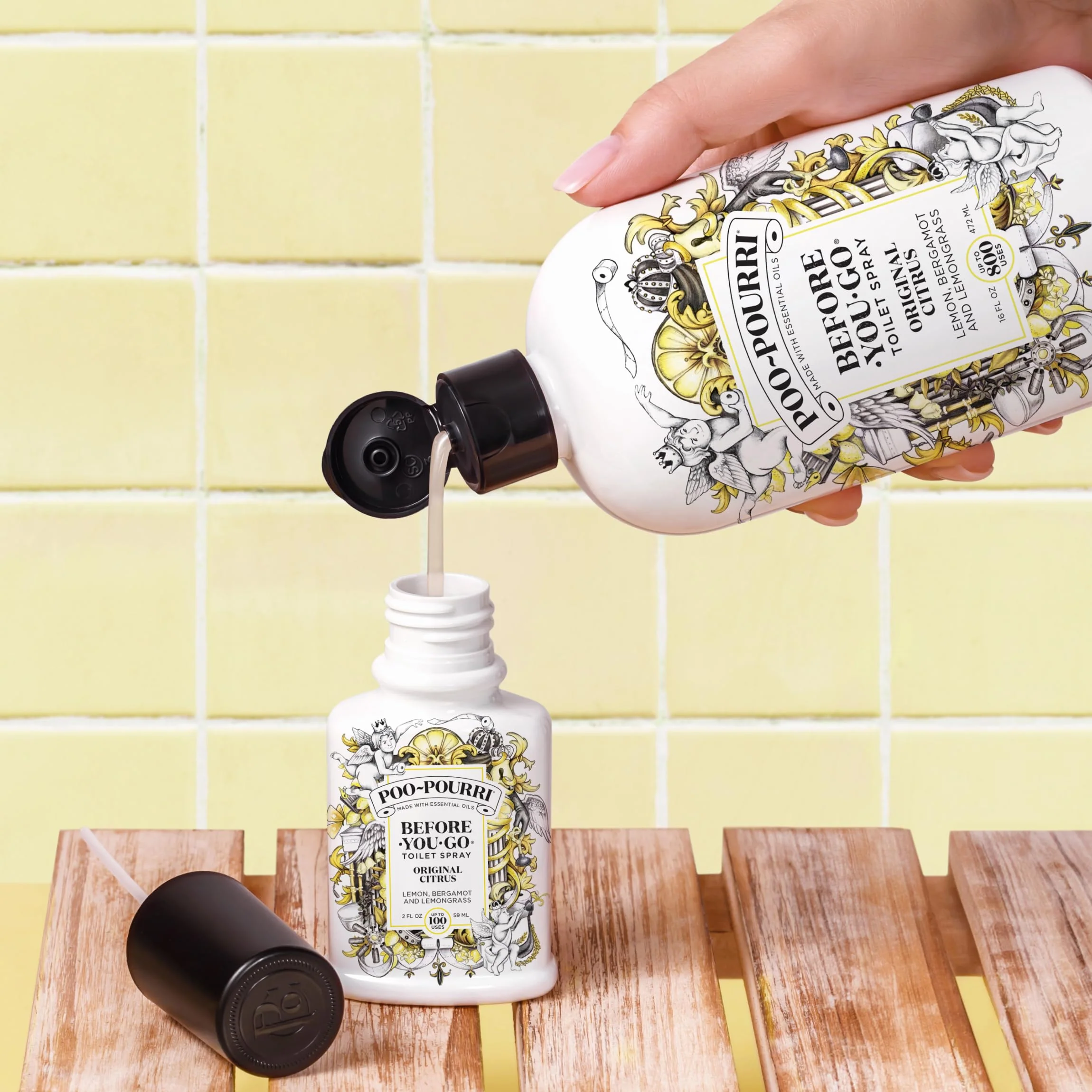 Poo-Pourri Before-You-Go Toilet Spray, Lavender Vanilla, 2 Fl Oz, Up to 100 Uses, Bathroom Odor Deodorizer with Essential Oils for Home or Work, Travel Essentials, TSA Approved Size - Image 9