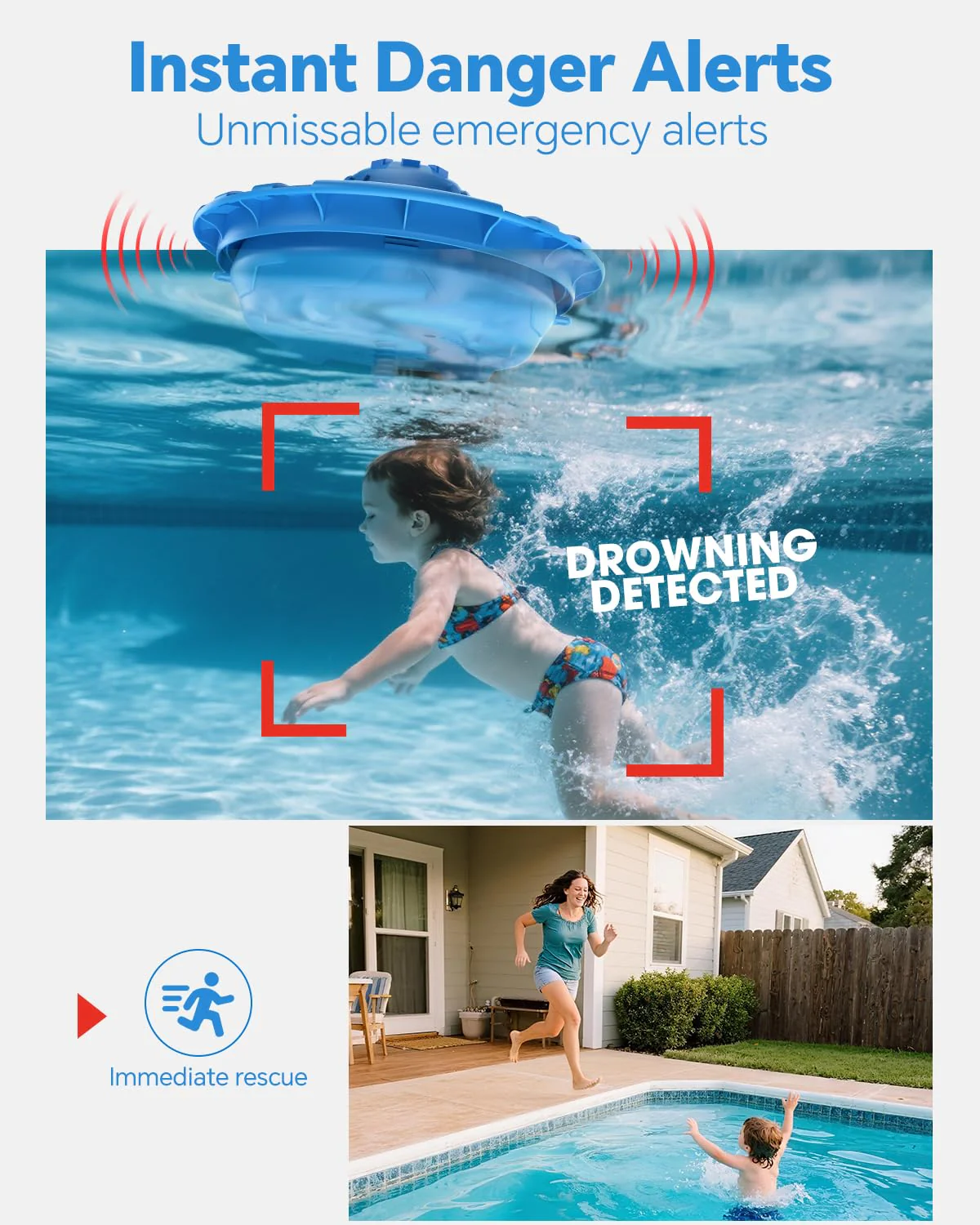 Pool Alarm, Floating Pool Safety Alarms for Inground & Above Ground Pools – Loud 110dB Alert, Adjustable Sensitivity, Protection for Kids & Pets (Blue) - Image 6