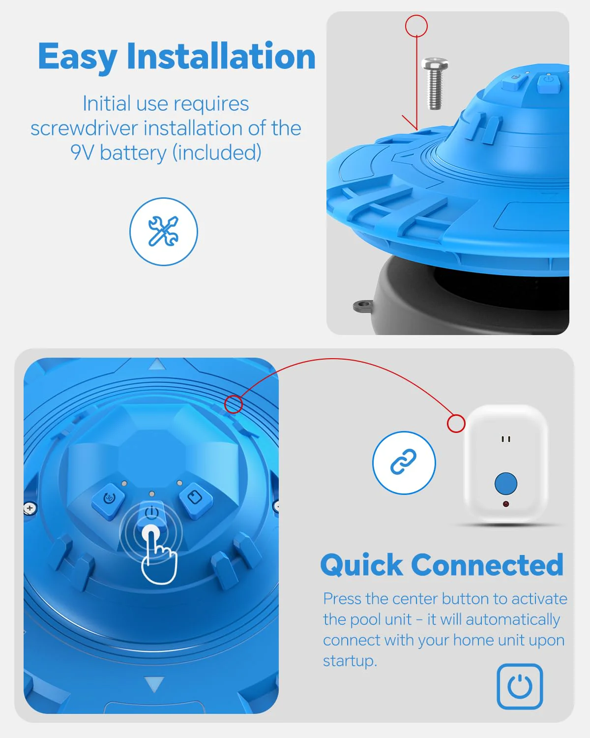Pool Alarm, Floating Pool Safety Alarms for Inground & Above Ground Pools – Loud 110dB Alert, Adjustable Sensitivity, Protection for Kids & Pets (Blue+Black) - Image 7