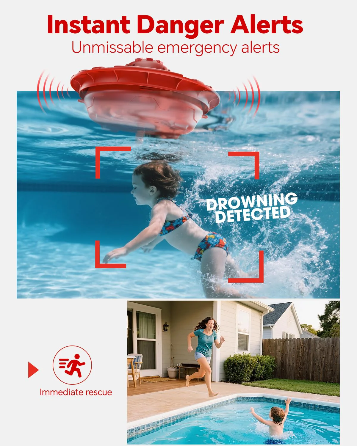 Pool Alarm, Floating Pool Safety Alarms for Inground & Above Ground Pools – Loud 110dB Alert, Adjustable Sensitivity, Protection for Kids & Pets (Hot Red) - Image 6