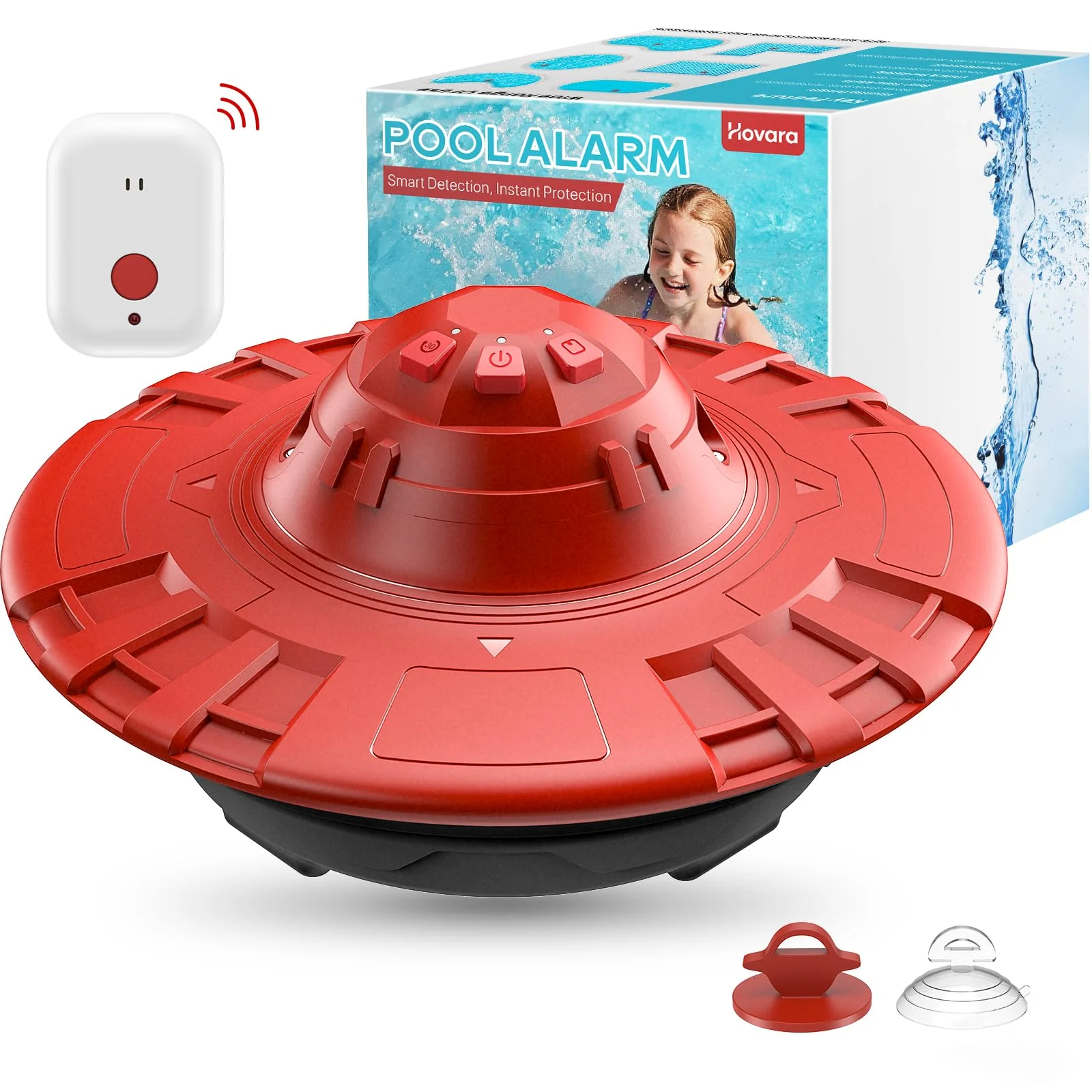 Pool Alarm, Floating Pool Safety Alarms for Inground & Above Ground Pools – Loud 110dB Alert, Adjustable Sensitivity, Protection for Kids & Pets (Red+Black)