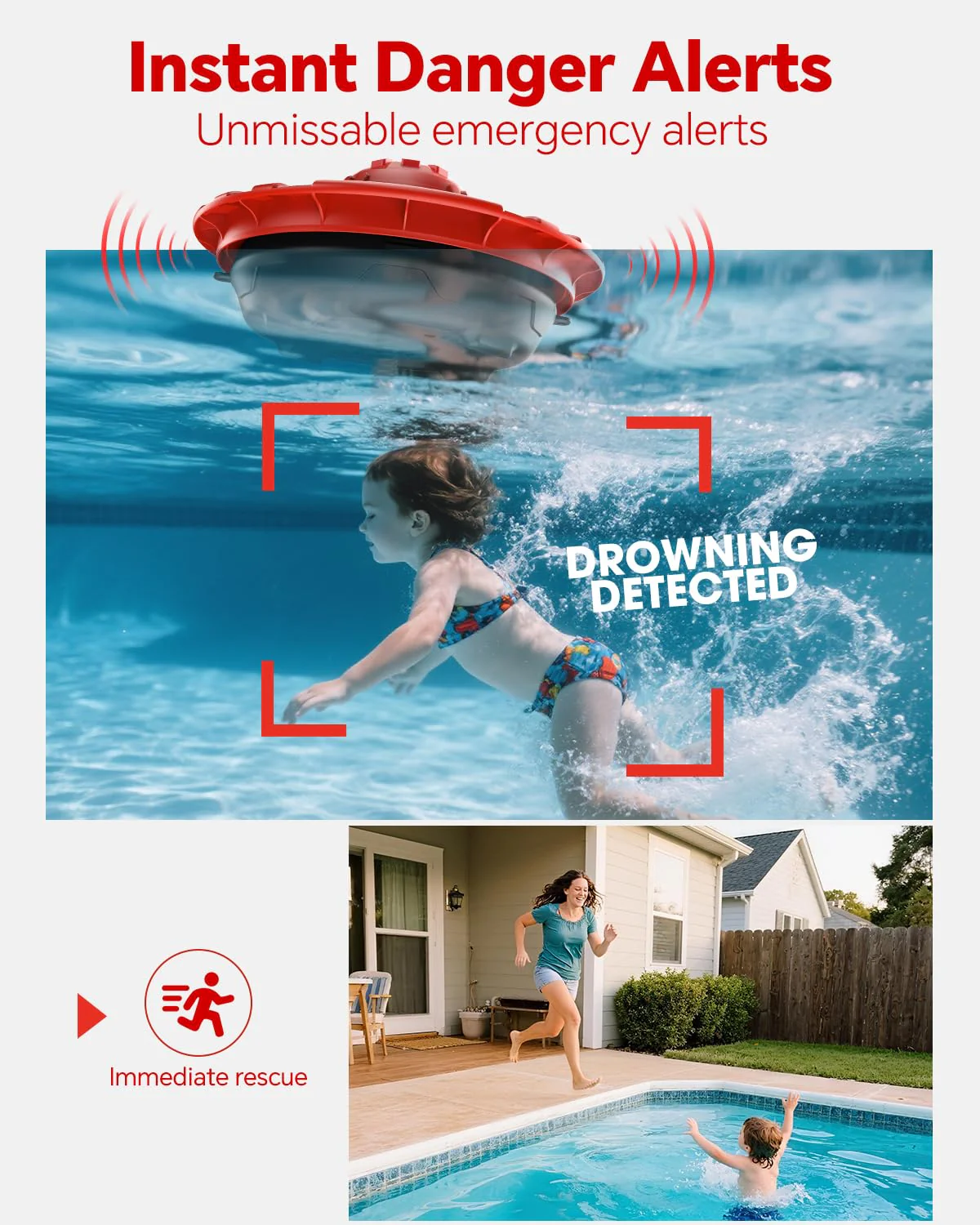 Pool Alarm, Floating Pool Safety Alarms for Inground & Above Ground Pools – Loud 110dB Alert, Adjustable Sensitivity, Protection for Kids & Pets (Red+Black) - Image 5