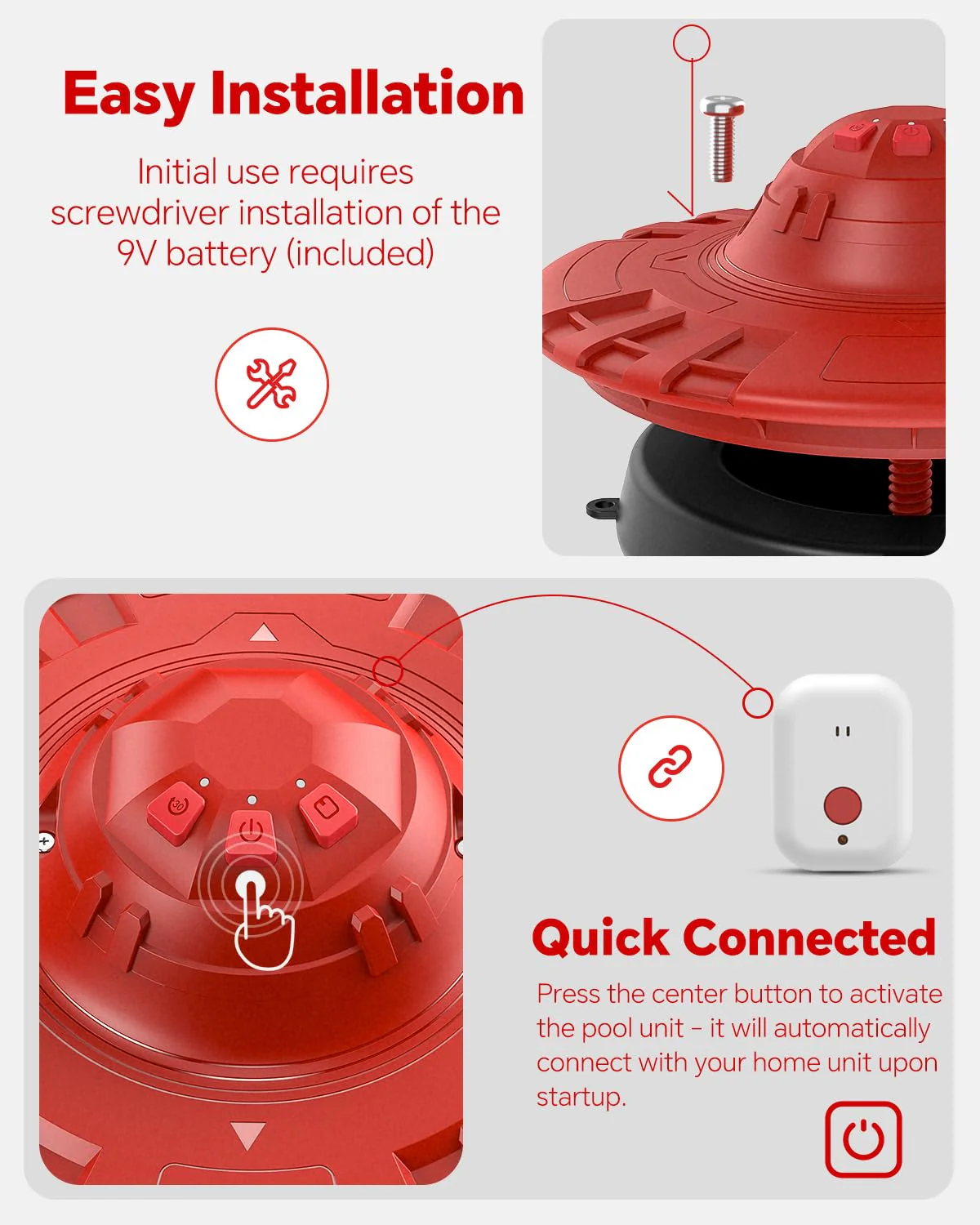 Pool Alarm, Floating Pool Safety Alarms for Inground & Above Ground Pools – Loud 110dB Alert, Adjustable Sensitivity, Protection for Kids & Pets (Red+Black) - Image 7