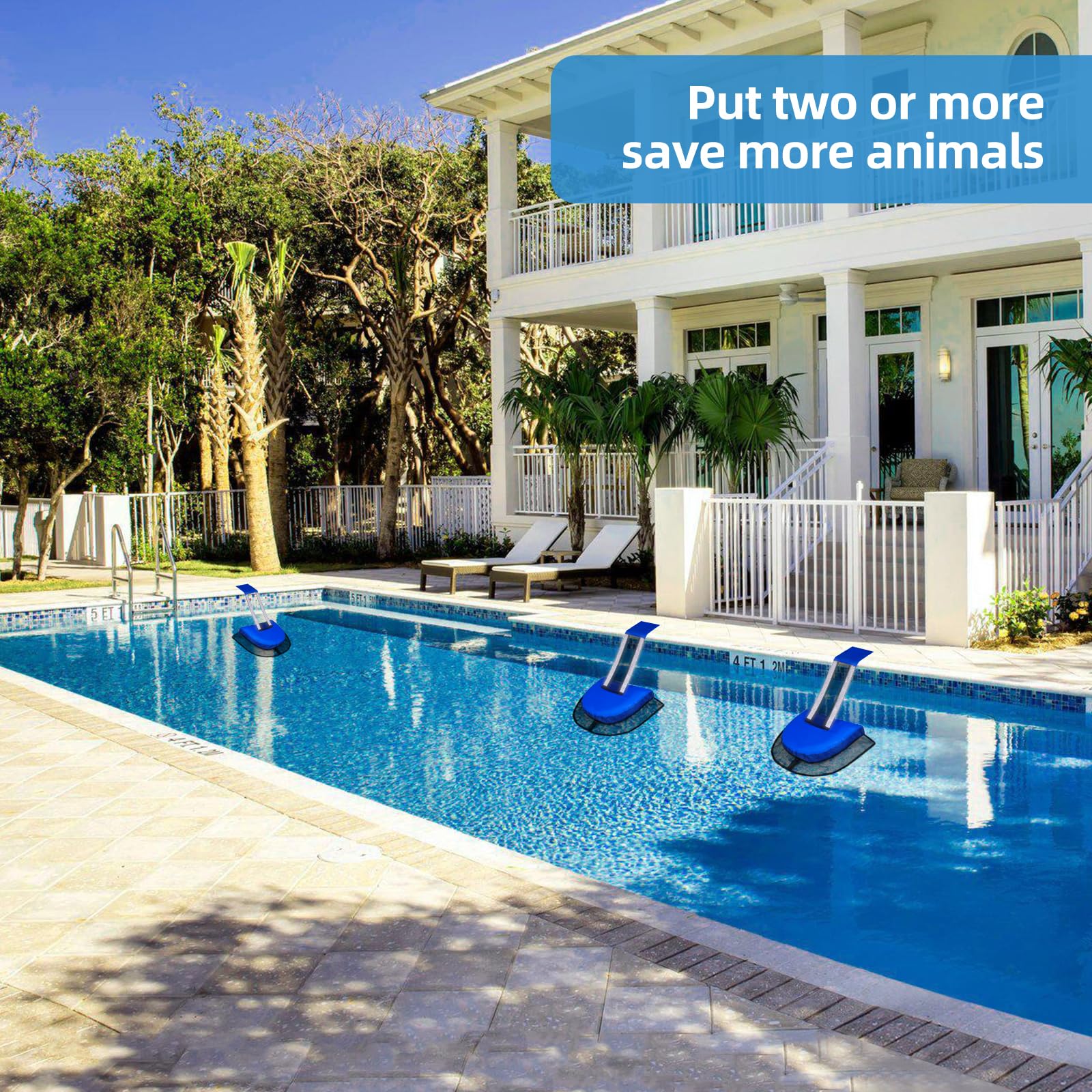 Pool Animal Escape Ramp Frog-Saver-Log - for 2Pcs Swimming Pools Wildlife Rescue Device,Durable Above Ground Pool Critter Ramp, Prevent Drowning with Easy Install, Pool Safety,Reusable (Blue-2Pack) - Image 2