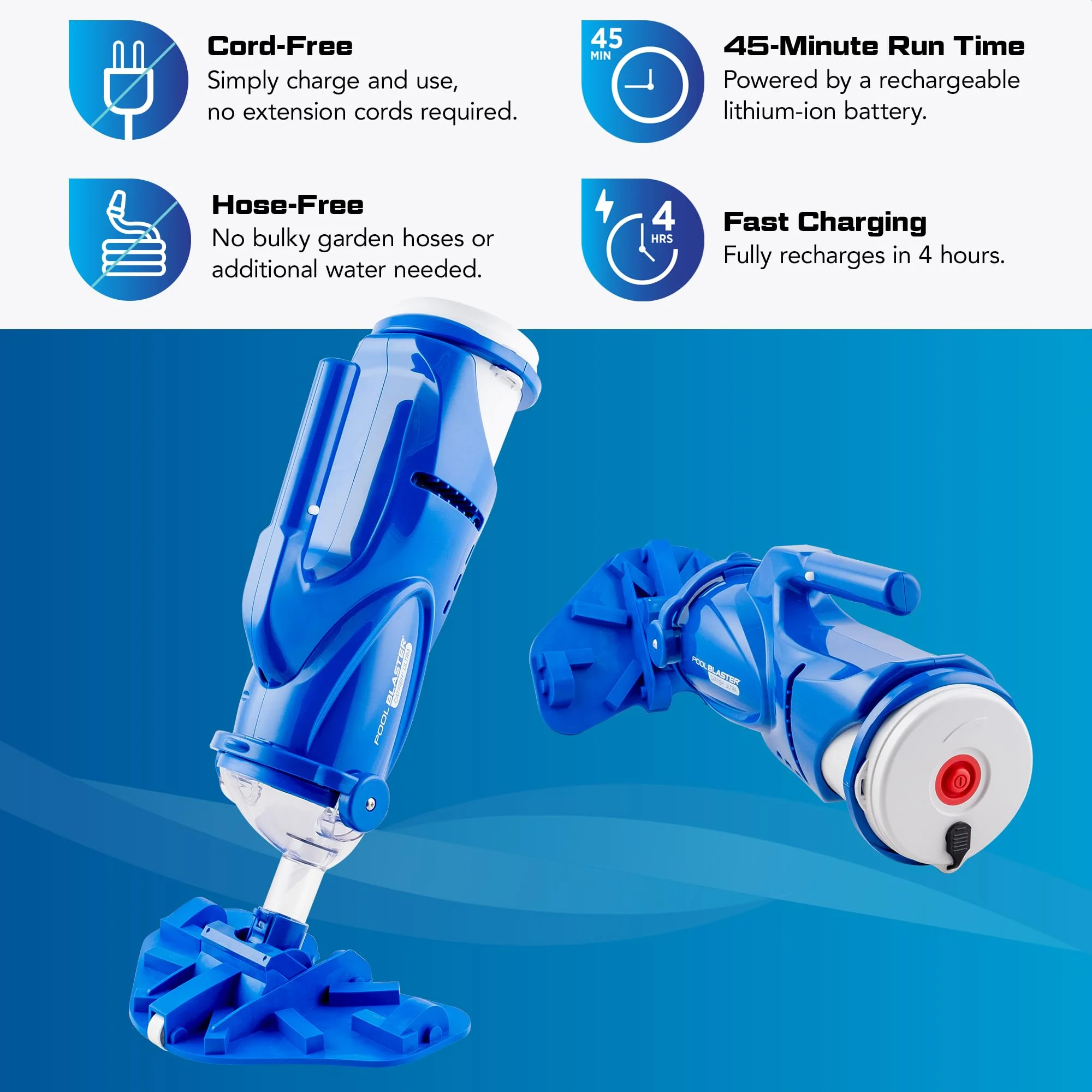 POOL BLASTER Catfish Ultra (Gen 2) Cordless Pool Vacuum, Increased Power & Capacity, Rechargeable, Manual, Battery-Powered, Swimming Pool Cleaner Ideal for Inground & Above Ground Pools, by Water Tech - Image 5