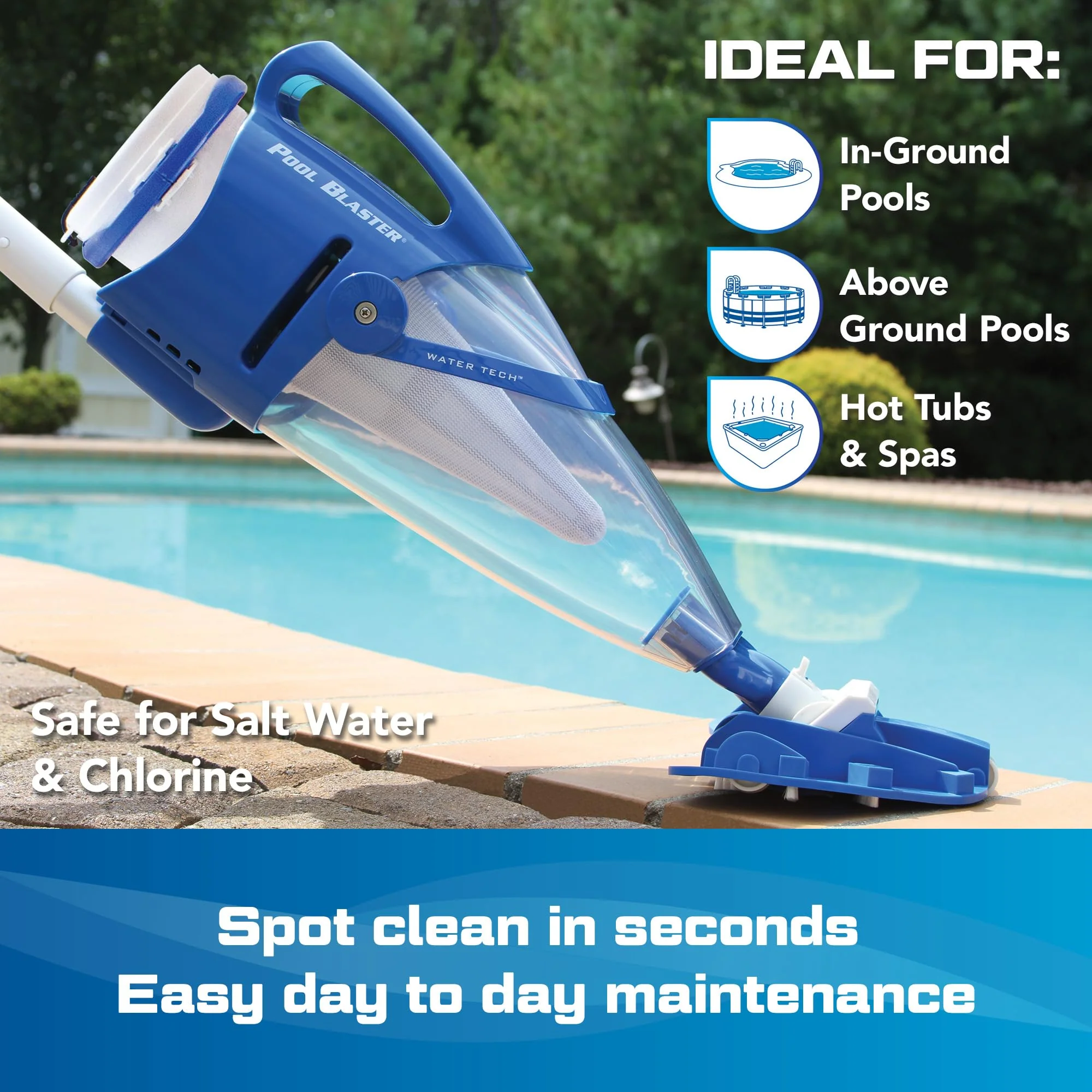POOL BLASTER Centennial Cordless Pool Vacuum w/Pole Set - XL Debris Capacity & Advanced Filtration, Handheld Rechargeable Pool Cleaner for Sand, Silt & Leaves in Inground & Above Ground Pool - Image 9