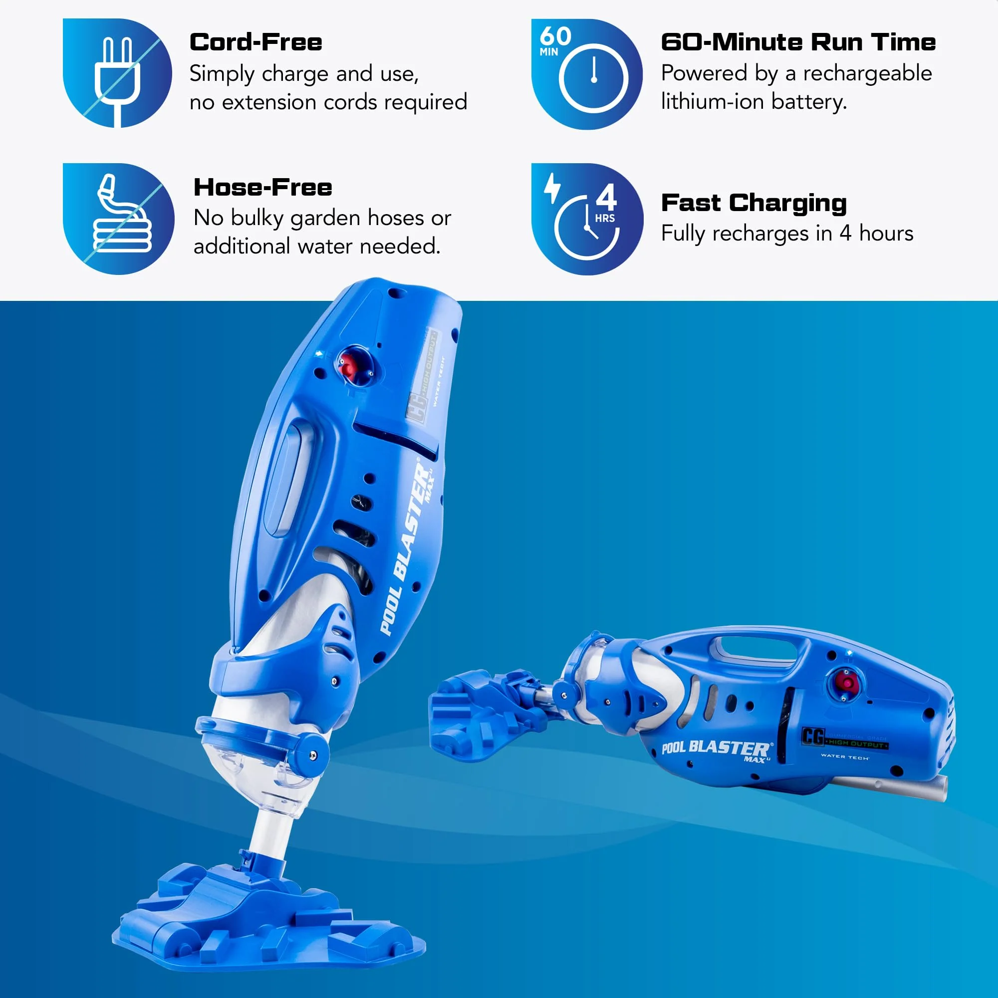 POOL BLASTER Max CG Cordless Pool Vacuum Deep Cleans Pools in Minutes, Spot-Cleans in Seconds, Strong Suction, 1 Hr Runtime, Handheld Rechargeable Swimming Pool Cleaner, Inground & Above Ground Pools - Image 9