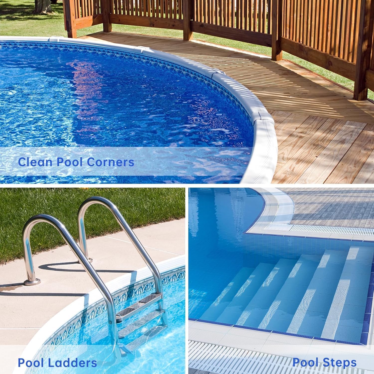 Pool Brush Head | 18" Heavy Duty Floor Brush | Stainless Steel Brush | Metal Pool Scrubber Brush | Wire Bristles & Aluminium Back for Sweep Calcium Buildup, Rust Stains on Concrete - Image 2