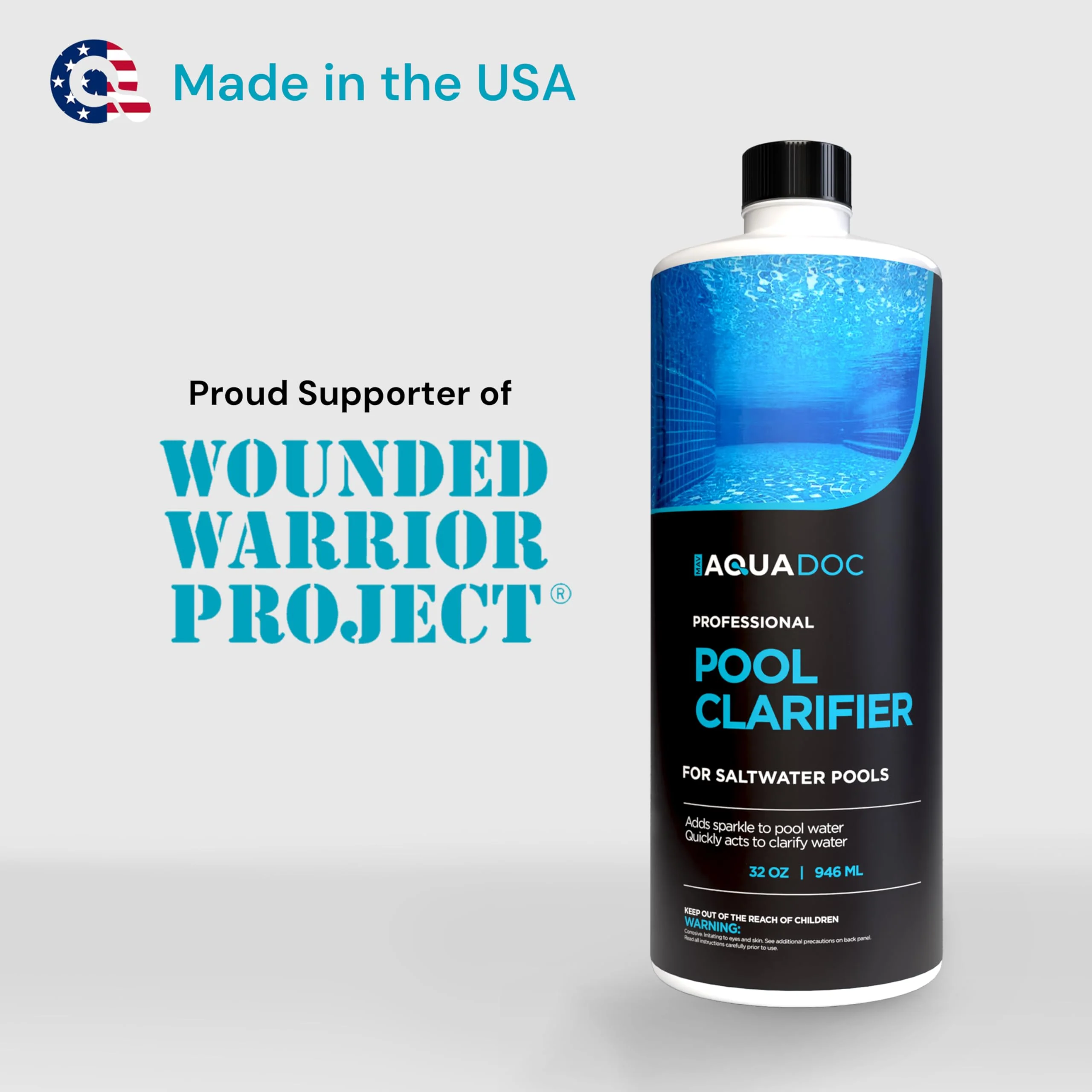 Pool Clarifier for Saltwater Pools - Pool Water Clarifier to Support Water Clarity in Inground and Above Ground Pools - Made in USA - AquaDoc - 32oz - Image 2