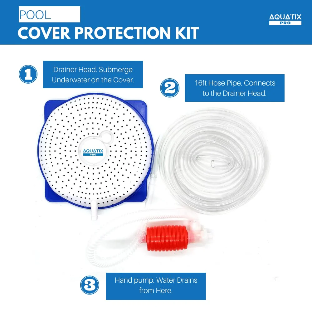 Pool Cover Drainer Kit for Above Ground Swimming Pools by Aquatix Pro, Premium Pool Cover Siphon with 16 Feet Hose & Pump, Suitable for All Coverings, Quick and Easy Water Drainage, 1 Year Warranty! - Image 5