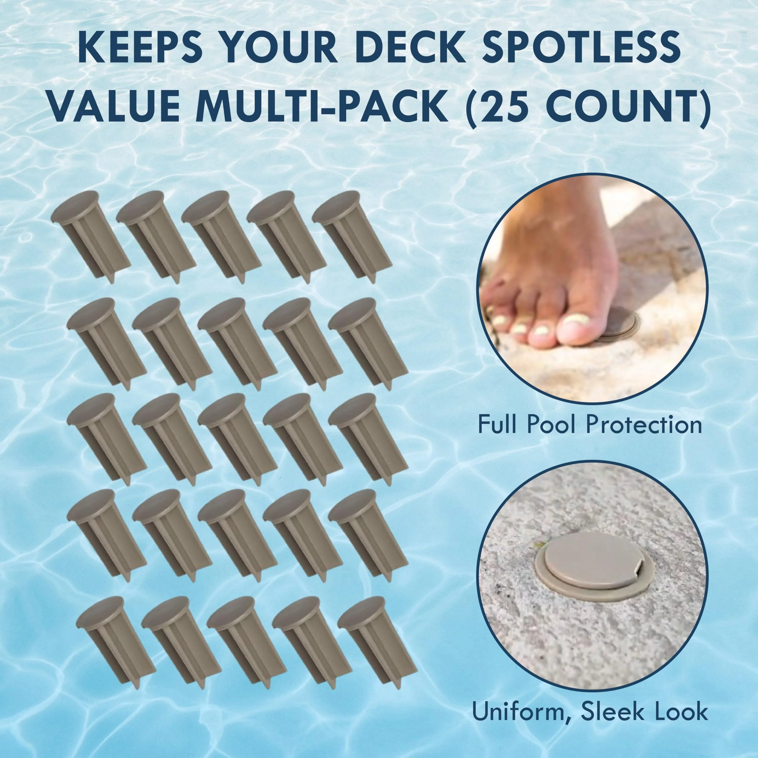 Pool Fence Caps – Putty 25 Pack of 1-Inch Pool Fence Hole Caps – Used for Covering Deck Sleeves in Safety Fencing – Protects Pool Areas When Fence is Removed – Compatible with Most Systems - Image 4