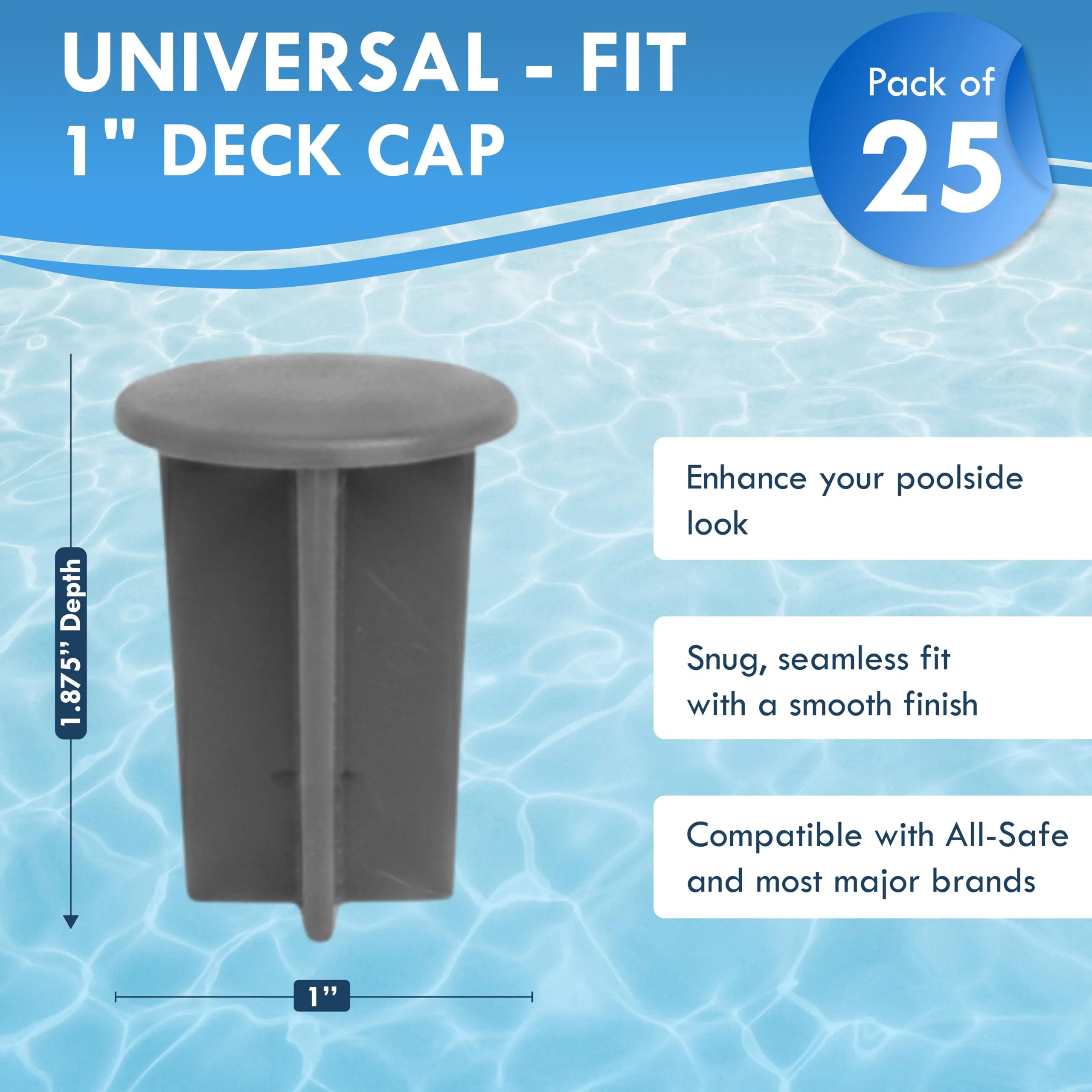 Pool Fence Caps – Putty 25 Pack of 1-Inch Pool Fence Hole Caps – Used for Covering Deck Sleeves in Safety Fencing – Protects Pool Areas When Fence is Removed – Compatible with Most Systems - Image 9