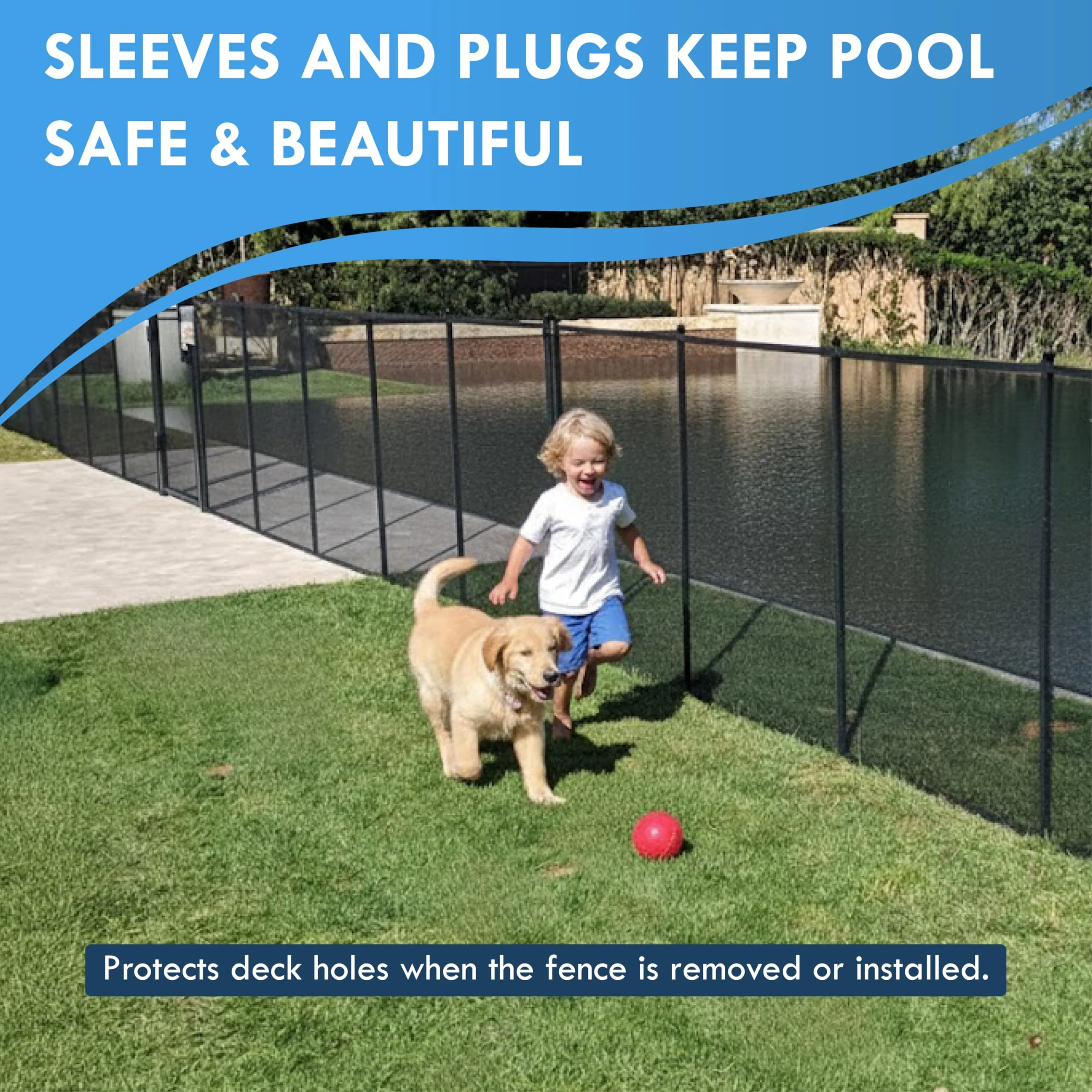 Pool Fence Deck Sleeves & Hole Caps - Putty 6 Pack - 1 Inch Pole Fencing, Inserts with Plugs, Universal Fit for DIY Safety Fence, - Image 6