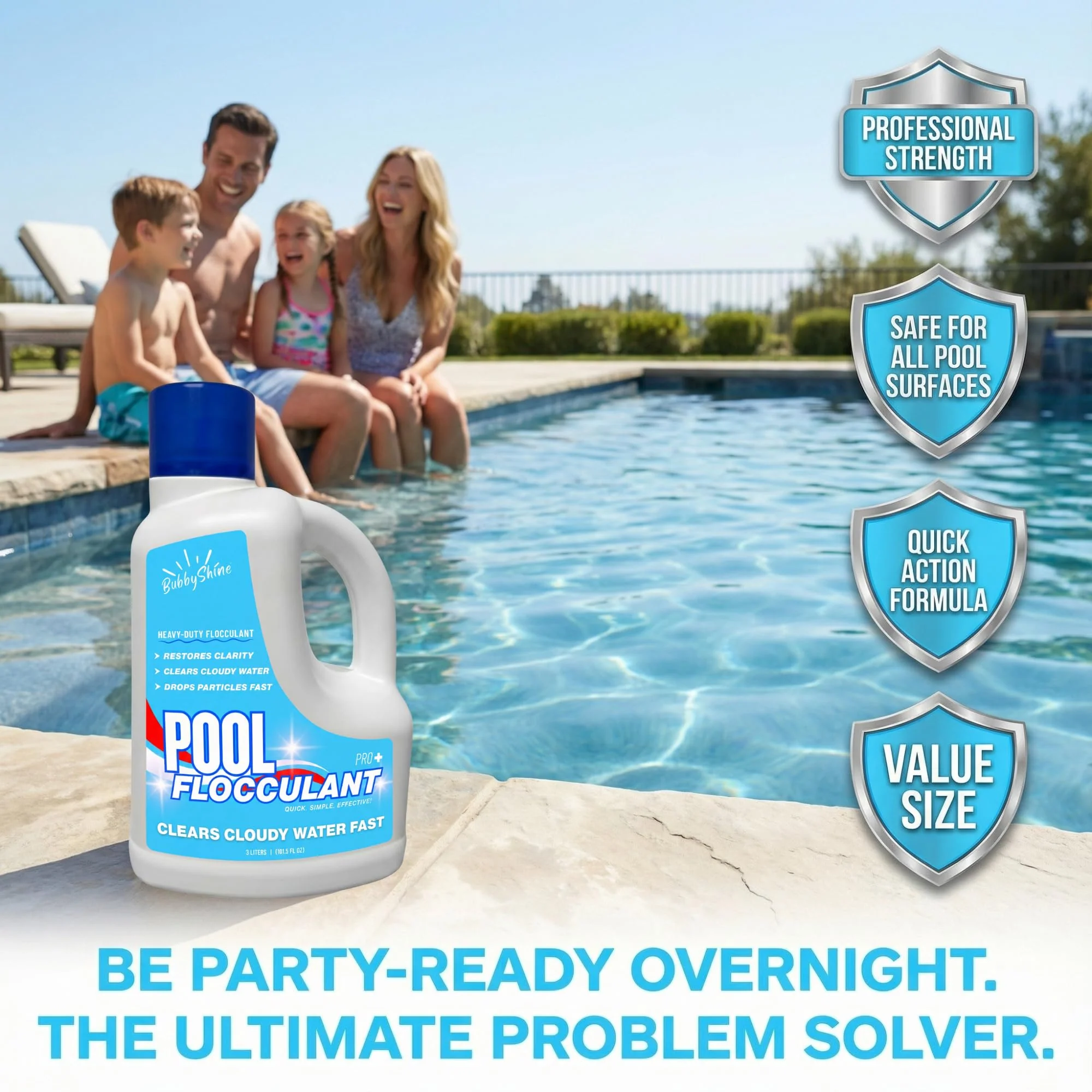 Pool Flocculant Clarifier – 3 L (101.5 fl oz) – Heavy-Duty Pool Clarifier, Drop & Vac Cloudy Water Treatment, Particle Settling Support, Inground & Above Ground Compatible – BubbyShine - Image 4