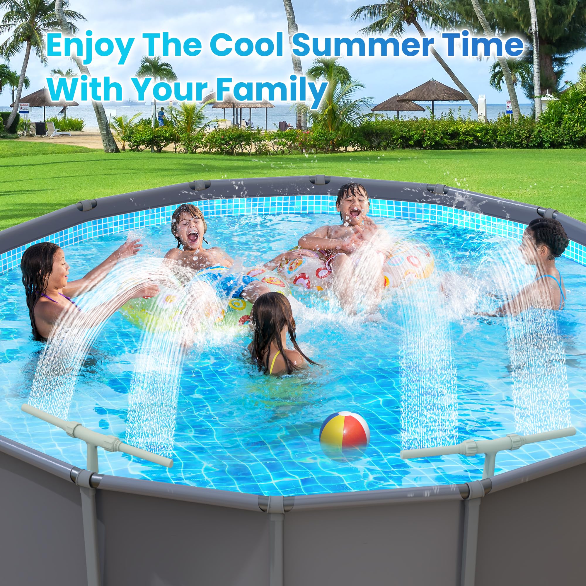Pool Fountain for Above and In-Ground Pools, Dual Spray Waterfall Sprinkler Fountain, Above Ground Pool Accessories, Adjustable Waterfall Cooling and Relaxation - Image 2